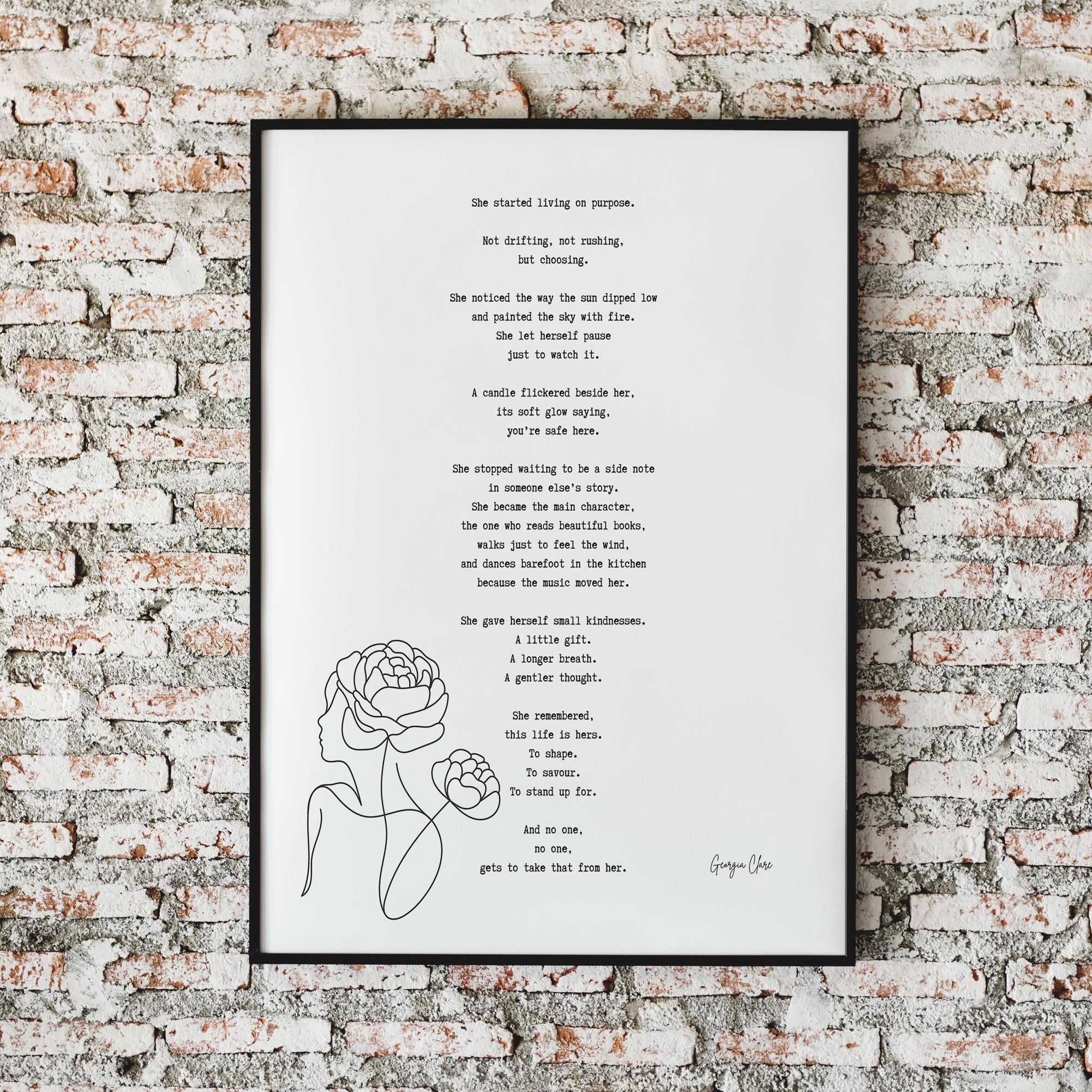 Empowering Female Poem Art Print by Georgia Clare, Feminist Quote Wall Decor, Inspirational Self Worth Poster, Literary Gift for Her
