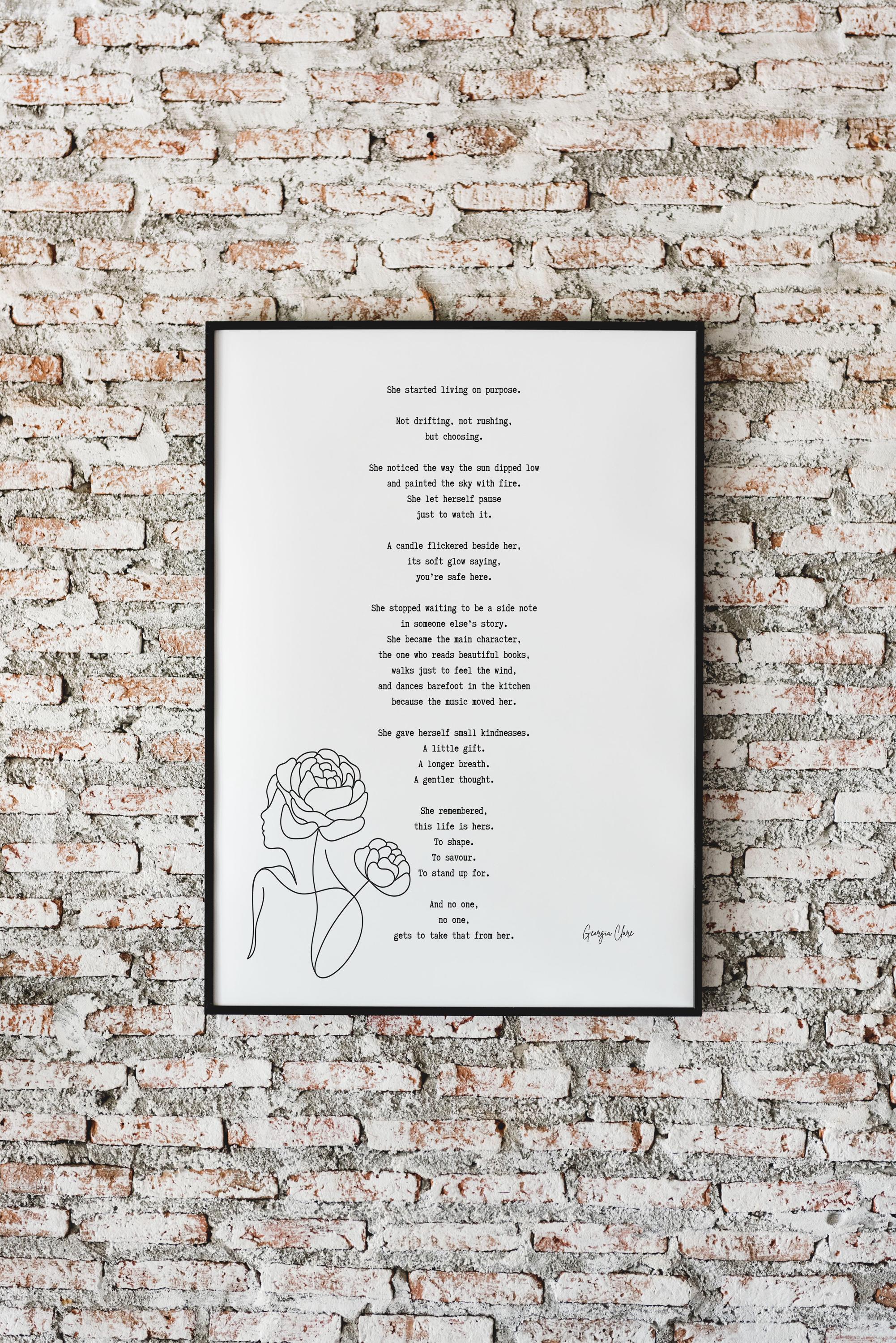 Empowering Female Poem Art Print by Georgia Clare, Feminist Quote Wall Decor, Inspirational Self Worth Poster, Literary Gift for Her