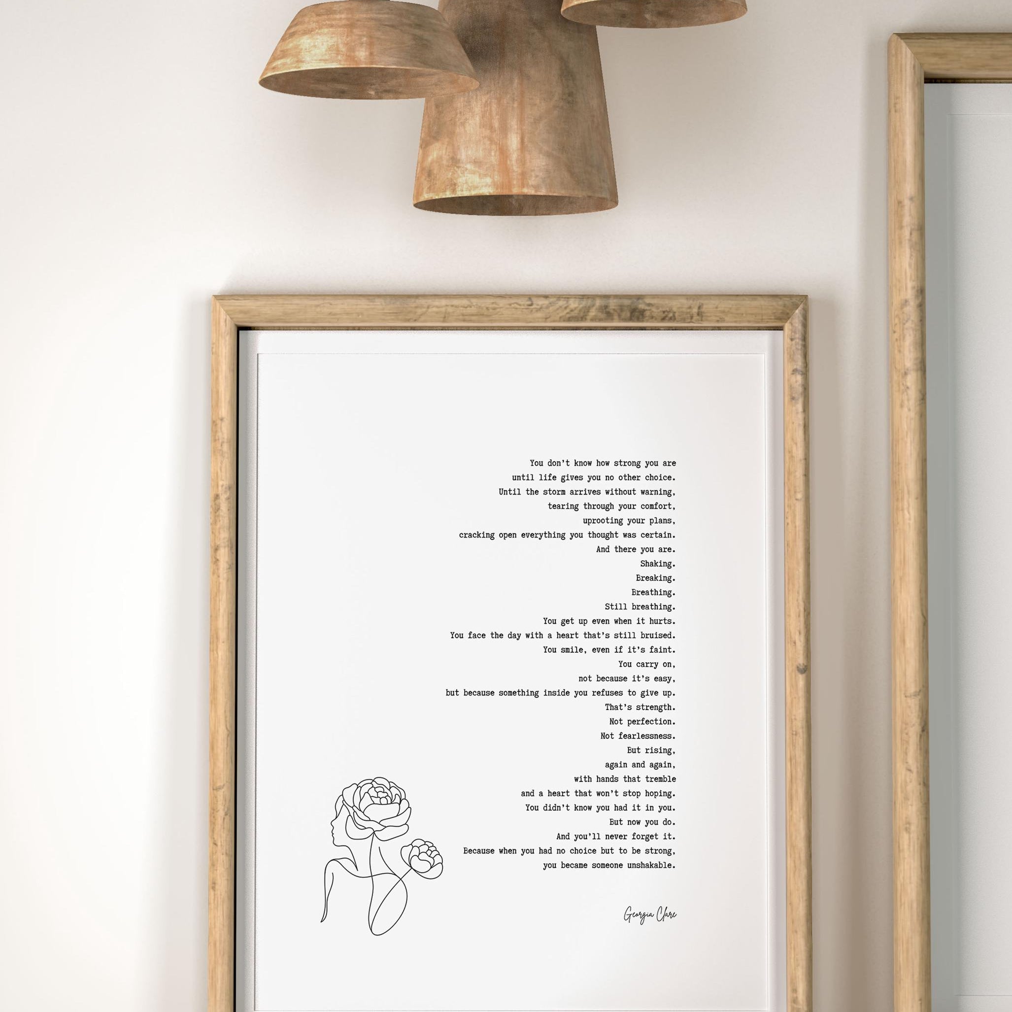 Georgia Clare Unshakable Strength Quote Print – Inspirational Feminist Wall Art for Women, Self Love Encouragement Poem Poster