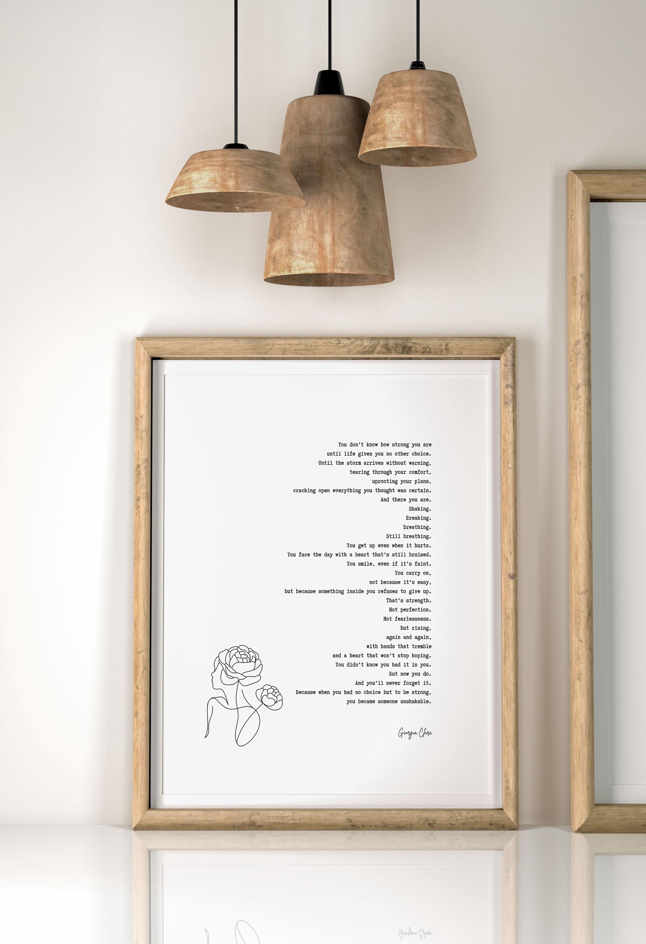 Georgia Clare Unshakable Strength Quote Print – Inspirational Feminist Wall Art for Women, Self Love Encouragement Poem Poster