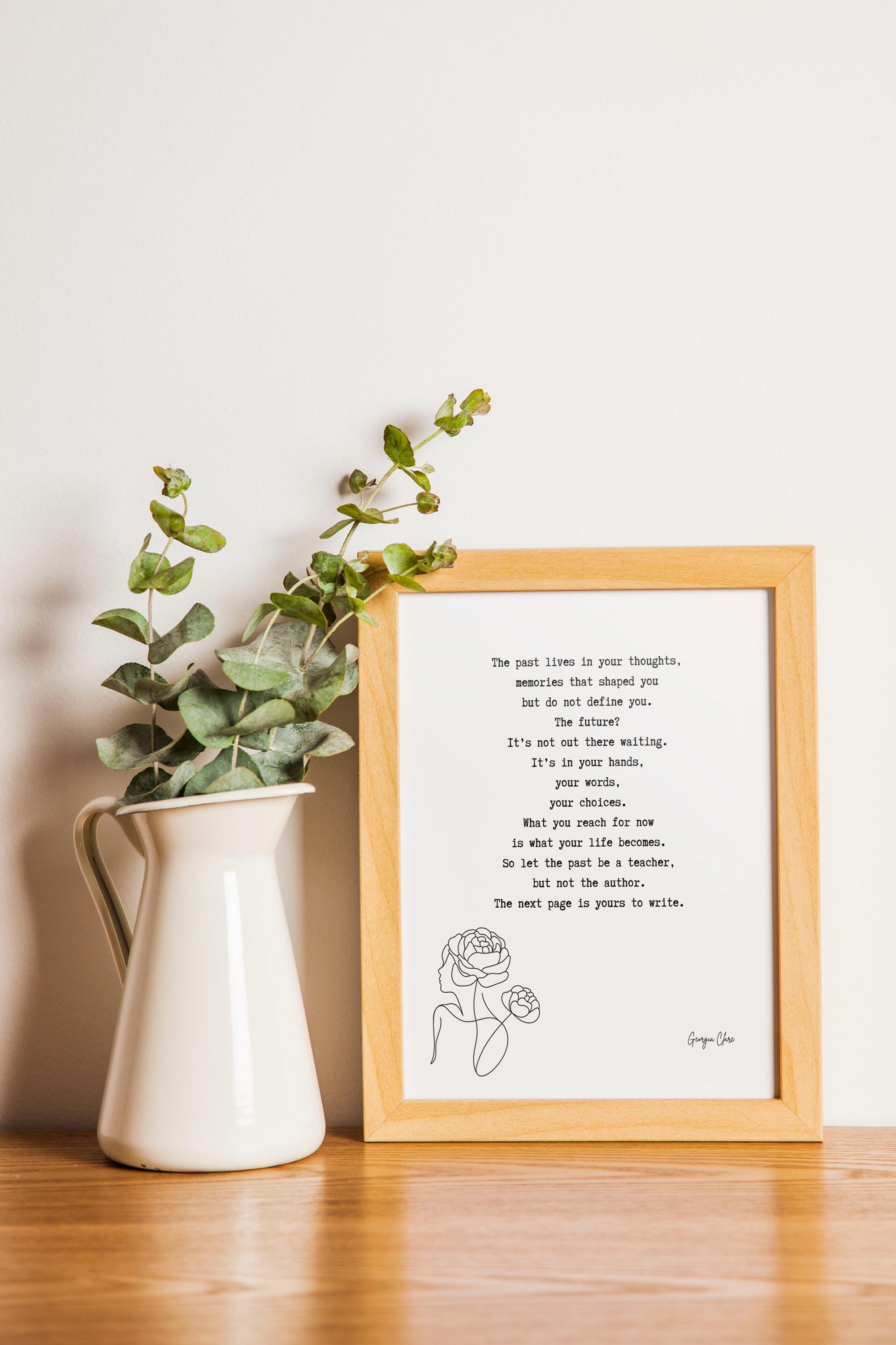 Georgia Clare Poem Wall Art – The Past Is Not the Author, Motivational Print for New Beginnings and Personal Growth