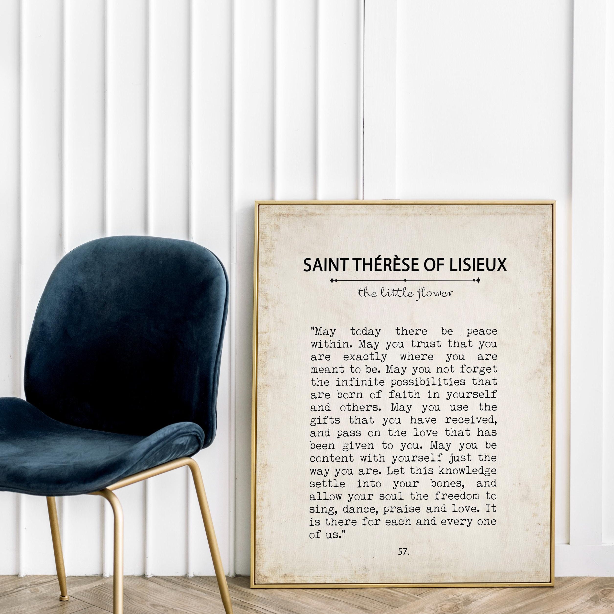 Saint Thérèse of Lisieux quote print – Catholic prayer art for peace within, faith and love – vintage book typewriter-style spiritual gift