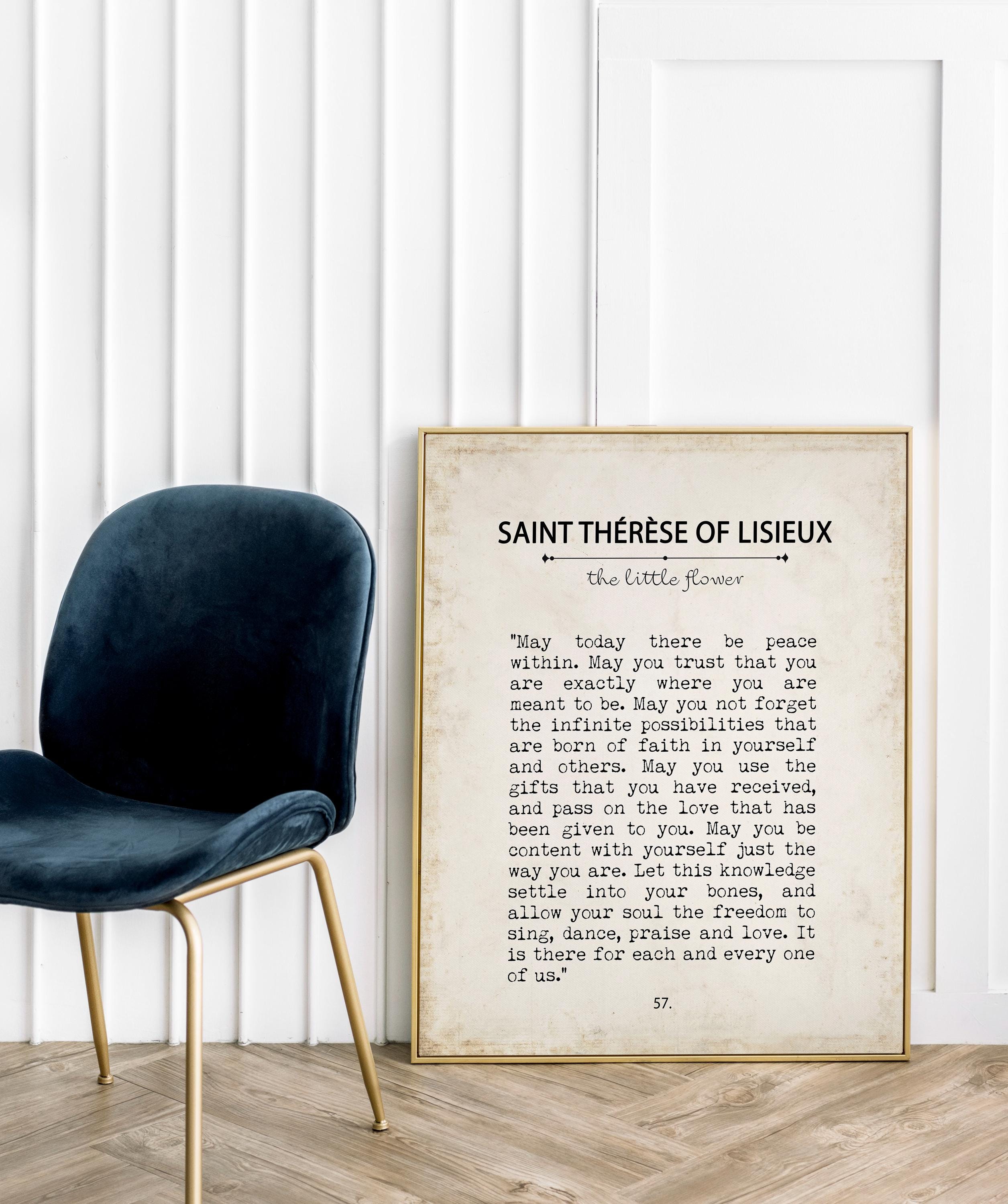 Saint Thérèse of Lisieux quote print – Catholic prayer art for peace within, faith and love – vintage book typewriter-style spiritual gift