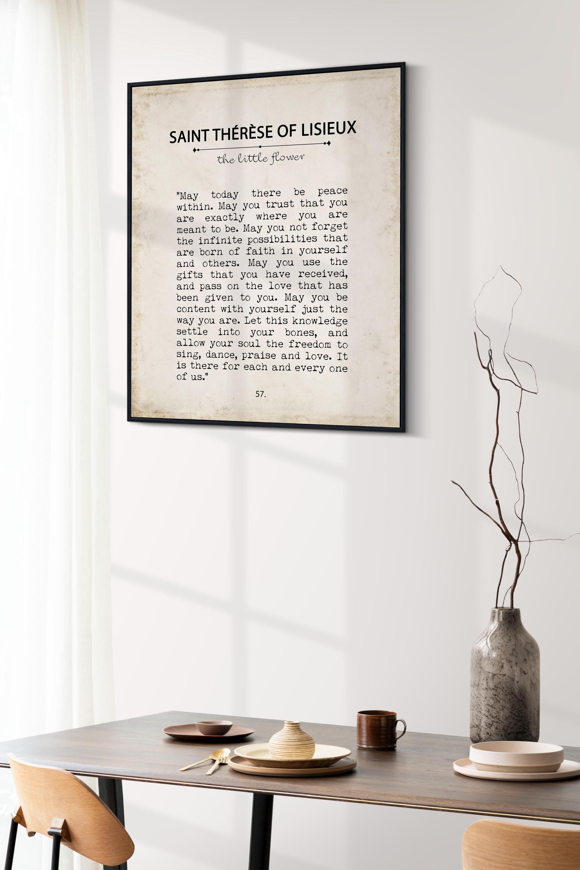 Saint Thérèse of Lisieux quote print – Catholic prayer art for peace within, faith and love – vintage book typewriter-style spiritual gift