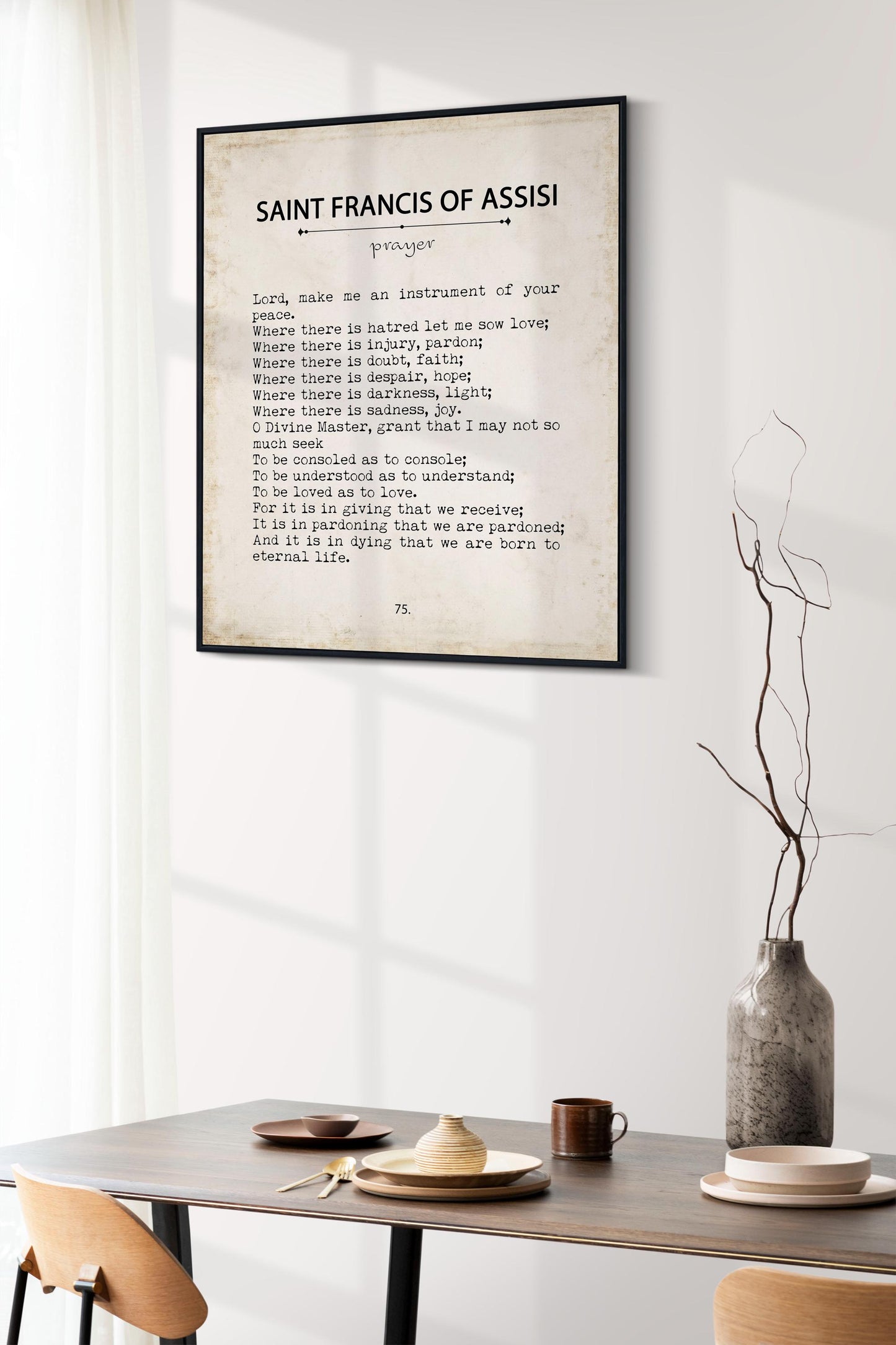 Saint Francis of Assisi Prayer Book Page Style Print – Vintage Christian Wall Art, Catholic Quote