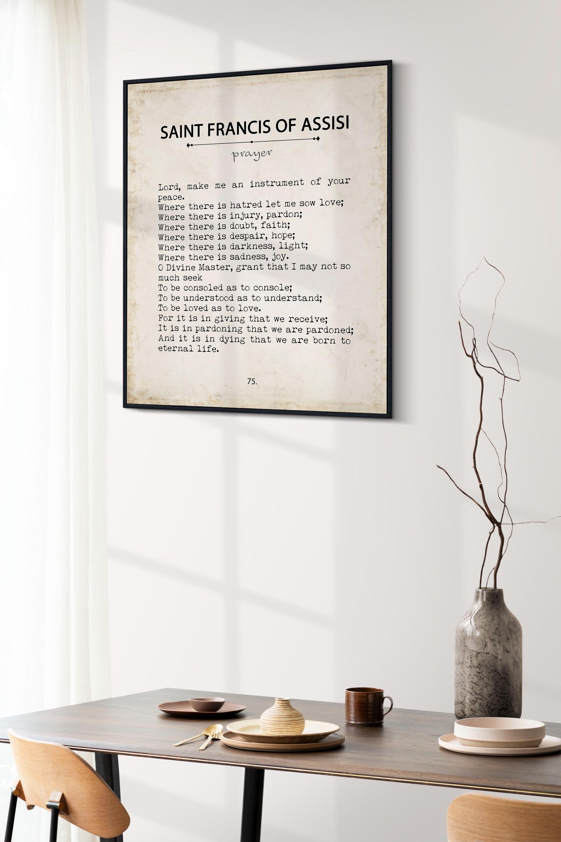 Saint Francis of Assisi Prayer Book Page Style Print – Vintage Christian Wall Art, Catholic Quote