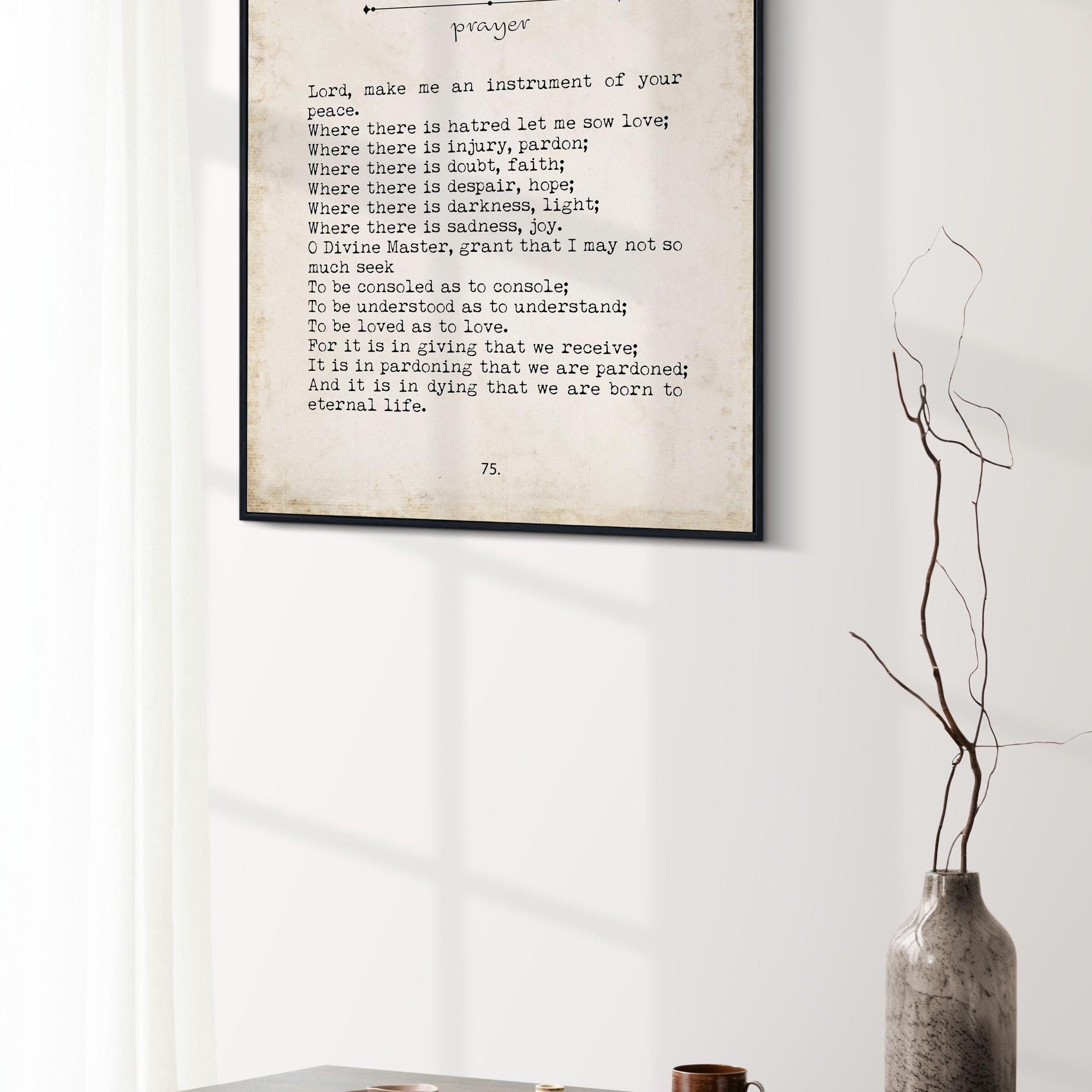 Saint Francis of Assisi Prayer Book Page Style Print – Vintage Christian Wall Art, Catholic Quote