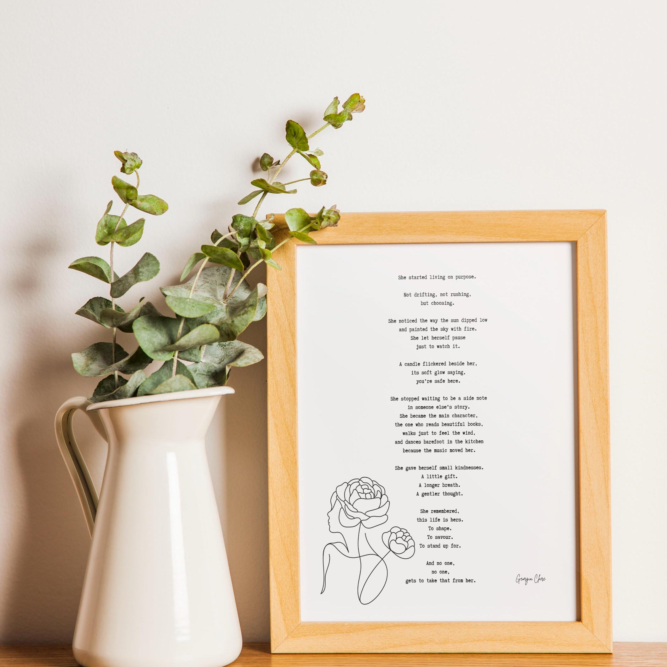 Empowering Female Poem Art Print by Georgia Clare, Feminist Quote Wall Decor, Inspirational Self Worth Poster, Literary Gift for Her