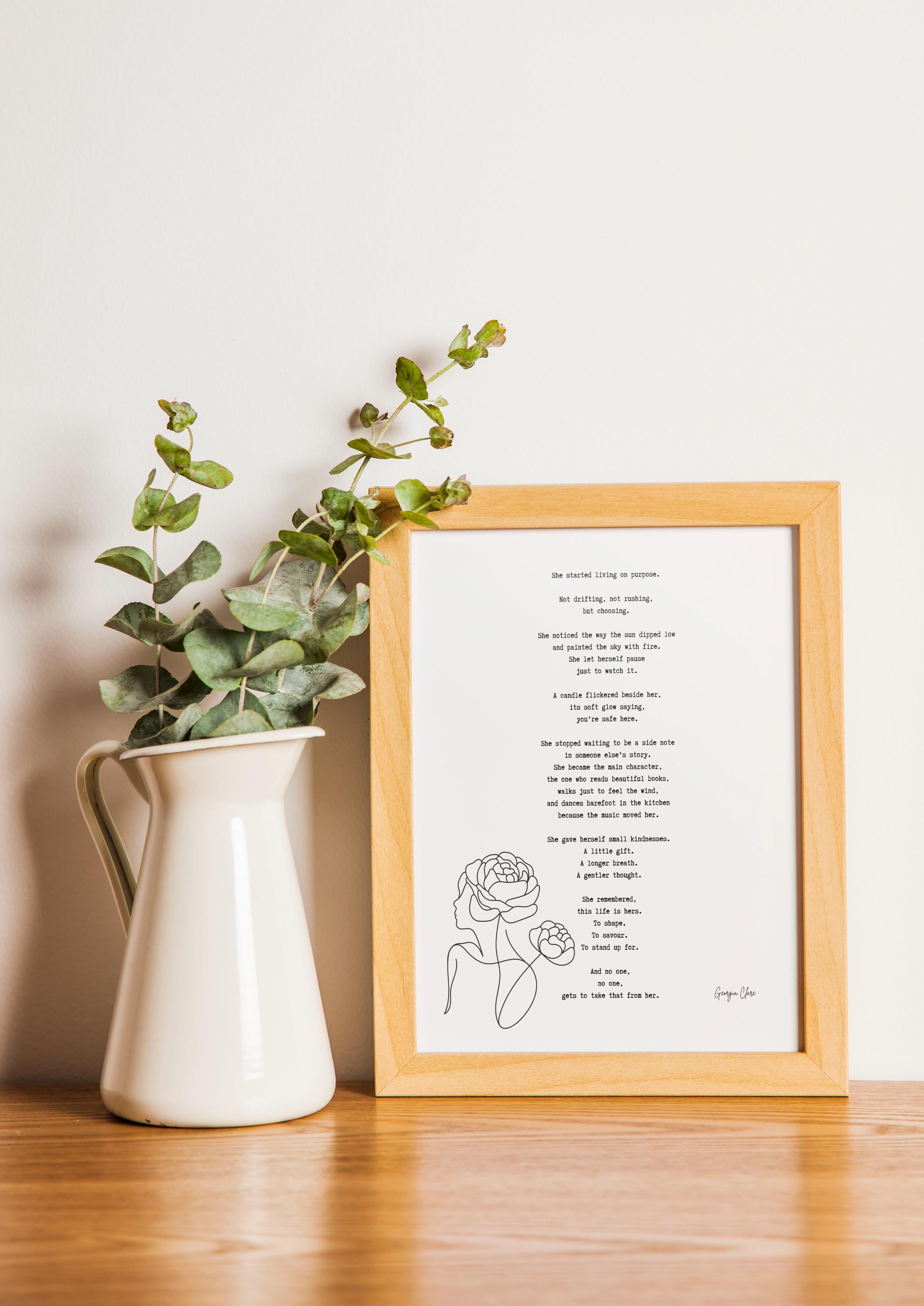 Empowering Female Poem Art Print by Georgia Clare, Feminist Quote Wall Decor, Inspirational Self Worth Poster, Literary Gift for Her