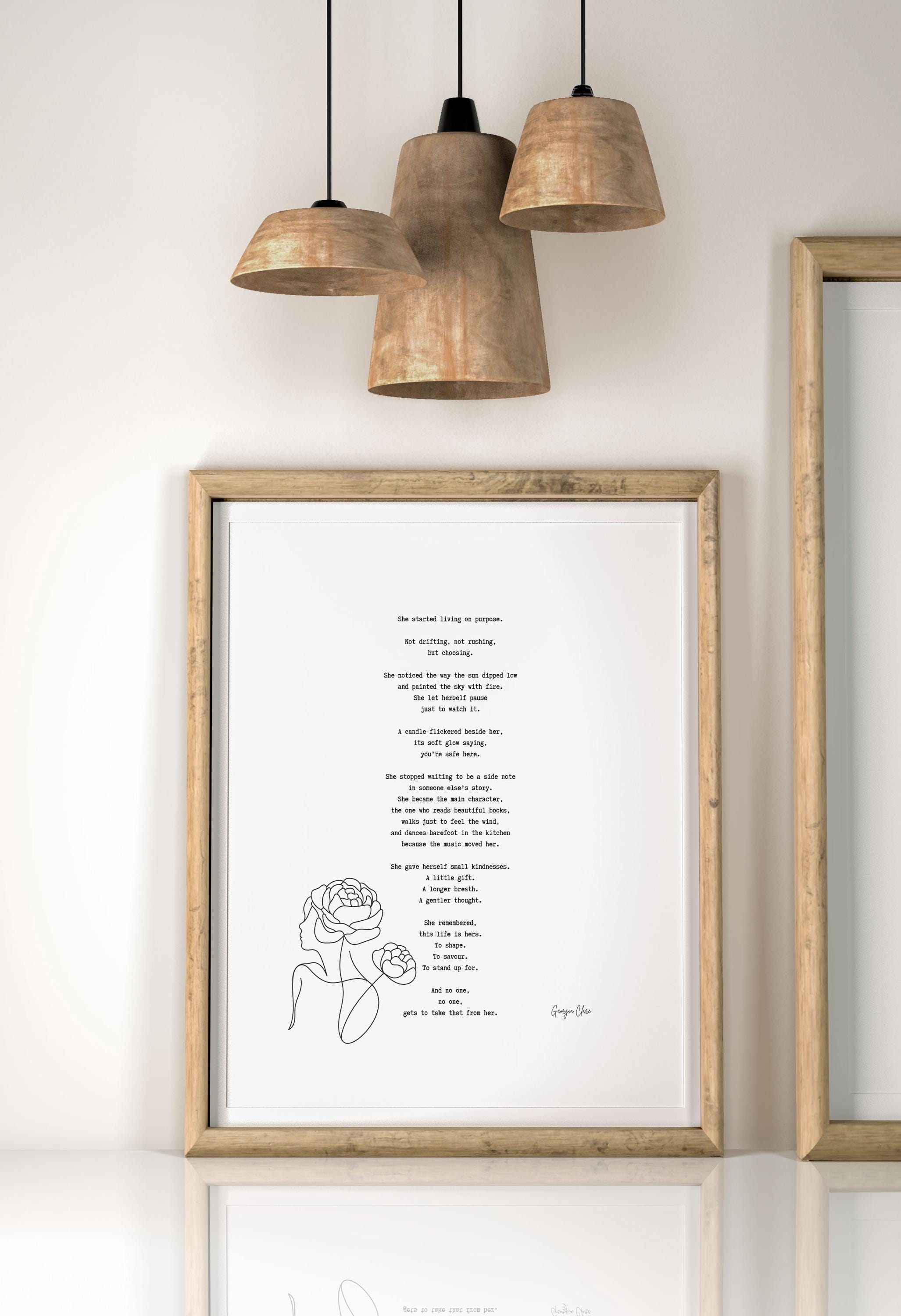 Empowering Female Poem Art Print by Georgia Clare, Feminist Quote Wall Decor, Inspirational Self Worth Poster, Literary Gift for Her