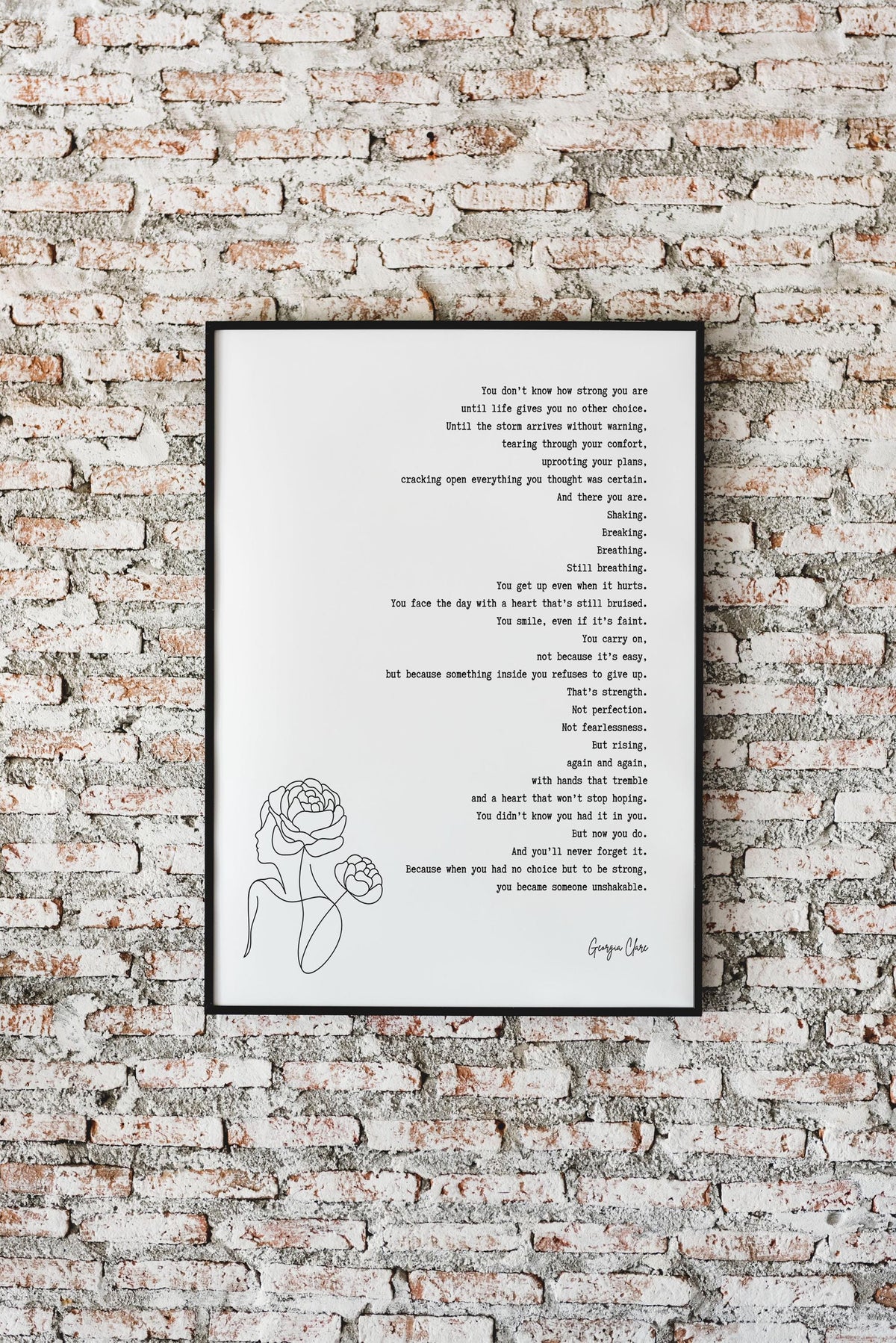 Original Poem Print About Strength, Georgia Clare Wall Art