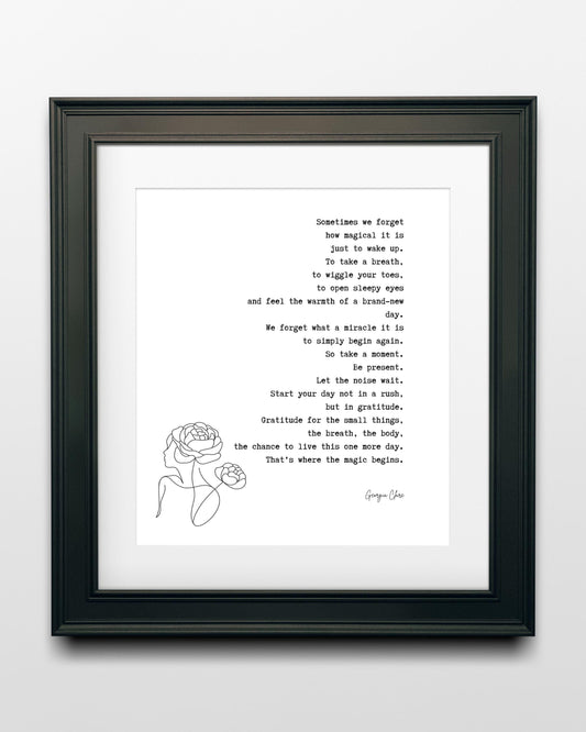 Morning Motivation Gratitude Quote Art Print by Georgia Clare – Start Your Day Reminder