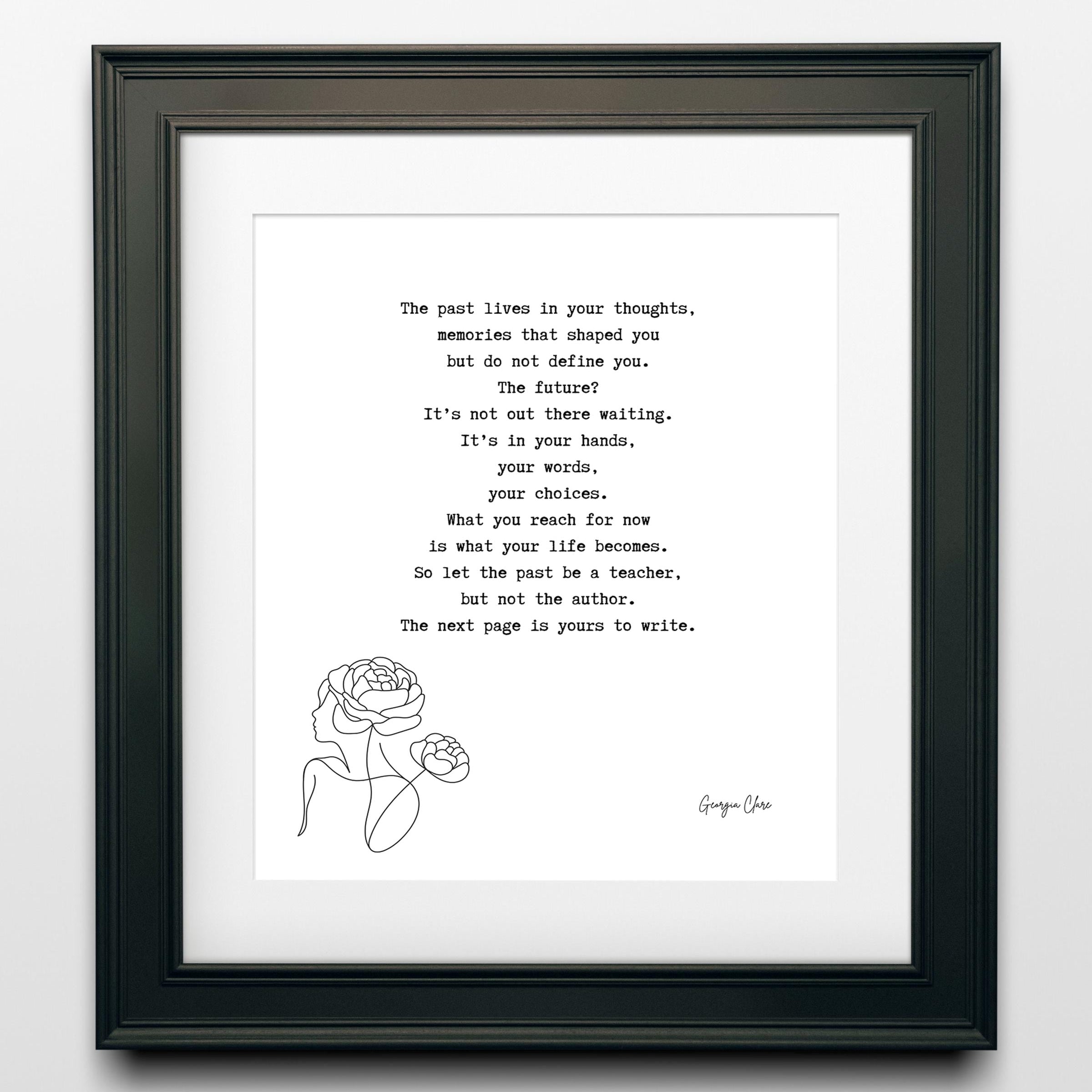 Georgia Clare Poem Wall Art – The Past Is Not the Author, Motivational Print for New Beginnings and Personal Growth