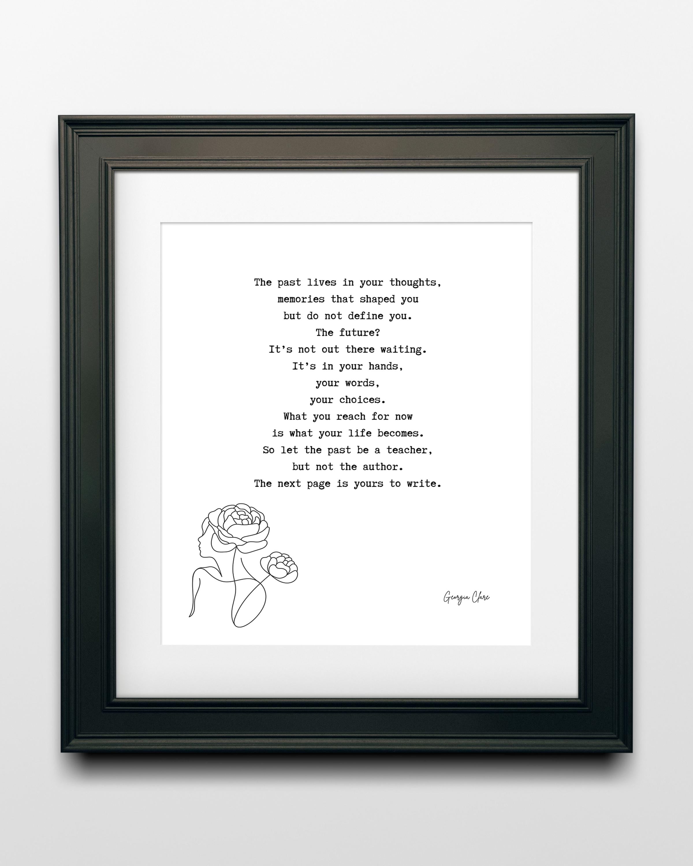 Georgia Clare Poem Wall Art – The Past Is Not the Author, Motivational Print for New Beginnings and Personal Growth