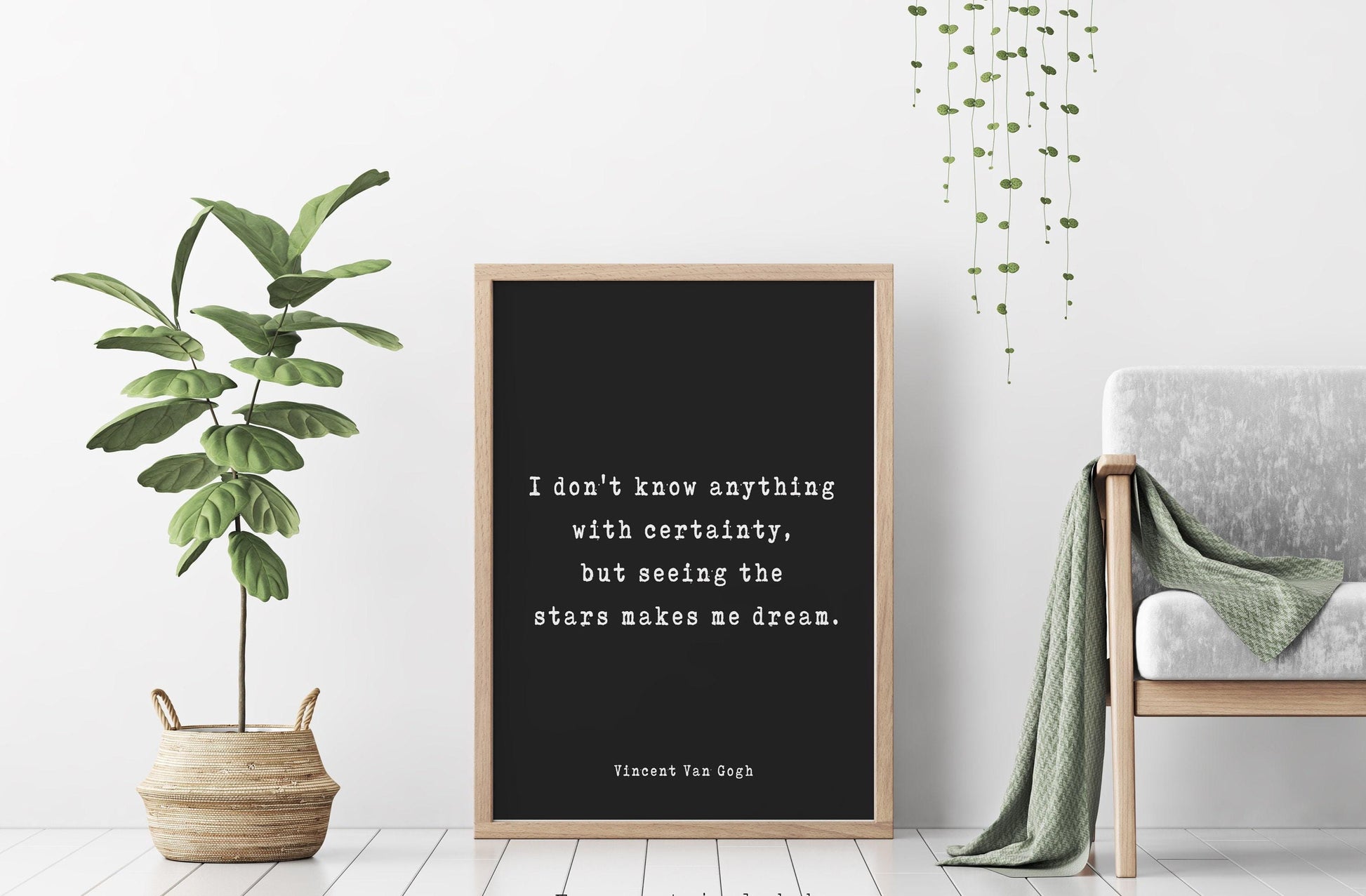 Vincent Van Gogh Quote Wall Art Print – Seeing The Stars Makes Me Dream Inspirational Literary Poster for Home or Office