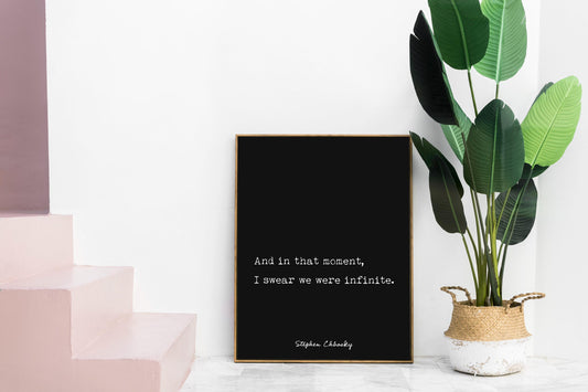 We Were Infinite Quote Print - Stephen Chbosky - Perks of Being a Wallflower Framed Unframed