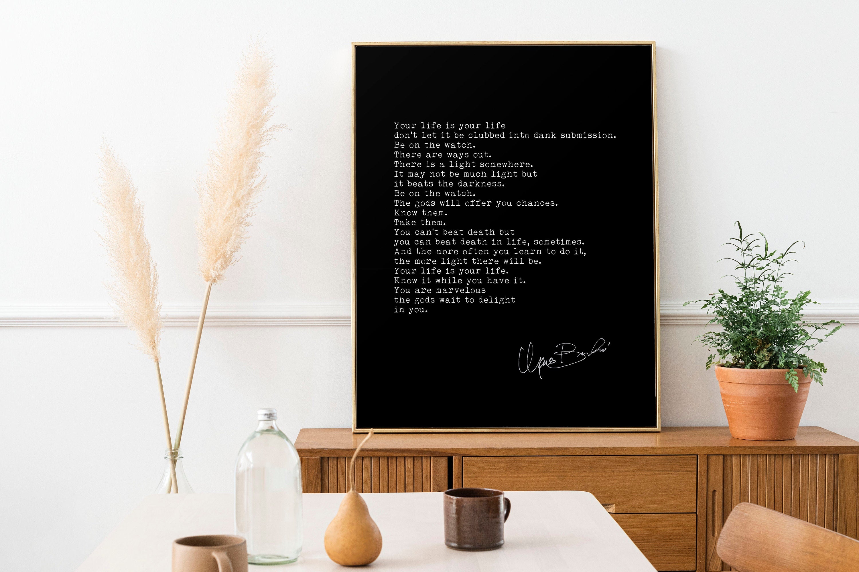 Poetry Wall Decor “The Laughing Heart” – Charles Bukowski Motivational Poem Framed & Unframed Art