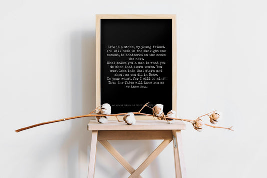 Life Is a Storm Quote Print – Alexandre Dumas Count of Monte Cristo Literary Wall Art Motivational Book Quote Poster Classic Literature Gift