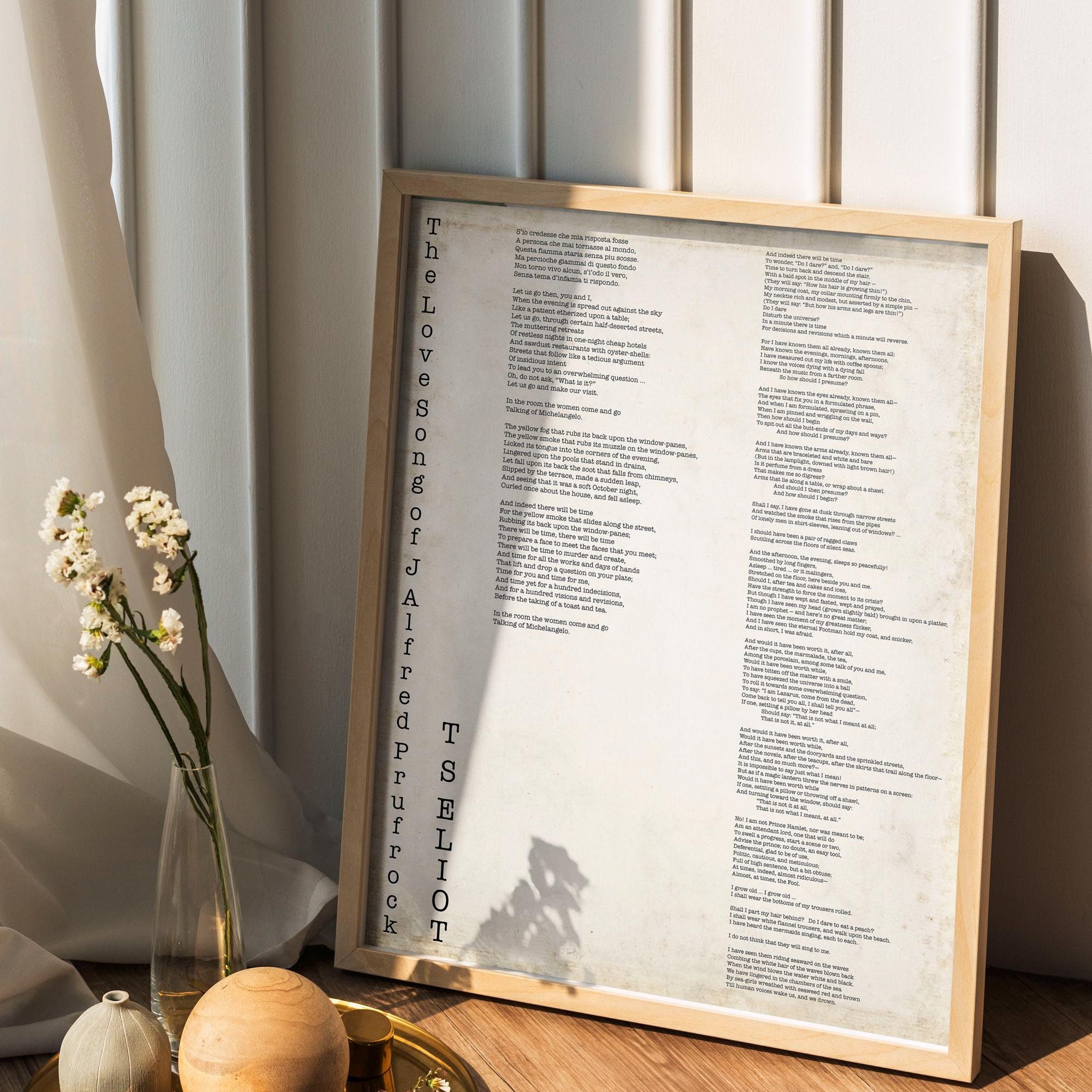 T.S. Eliot Poem Wall Art The Love Song of J Alfred Prufrock