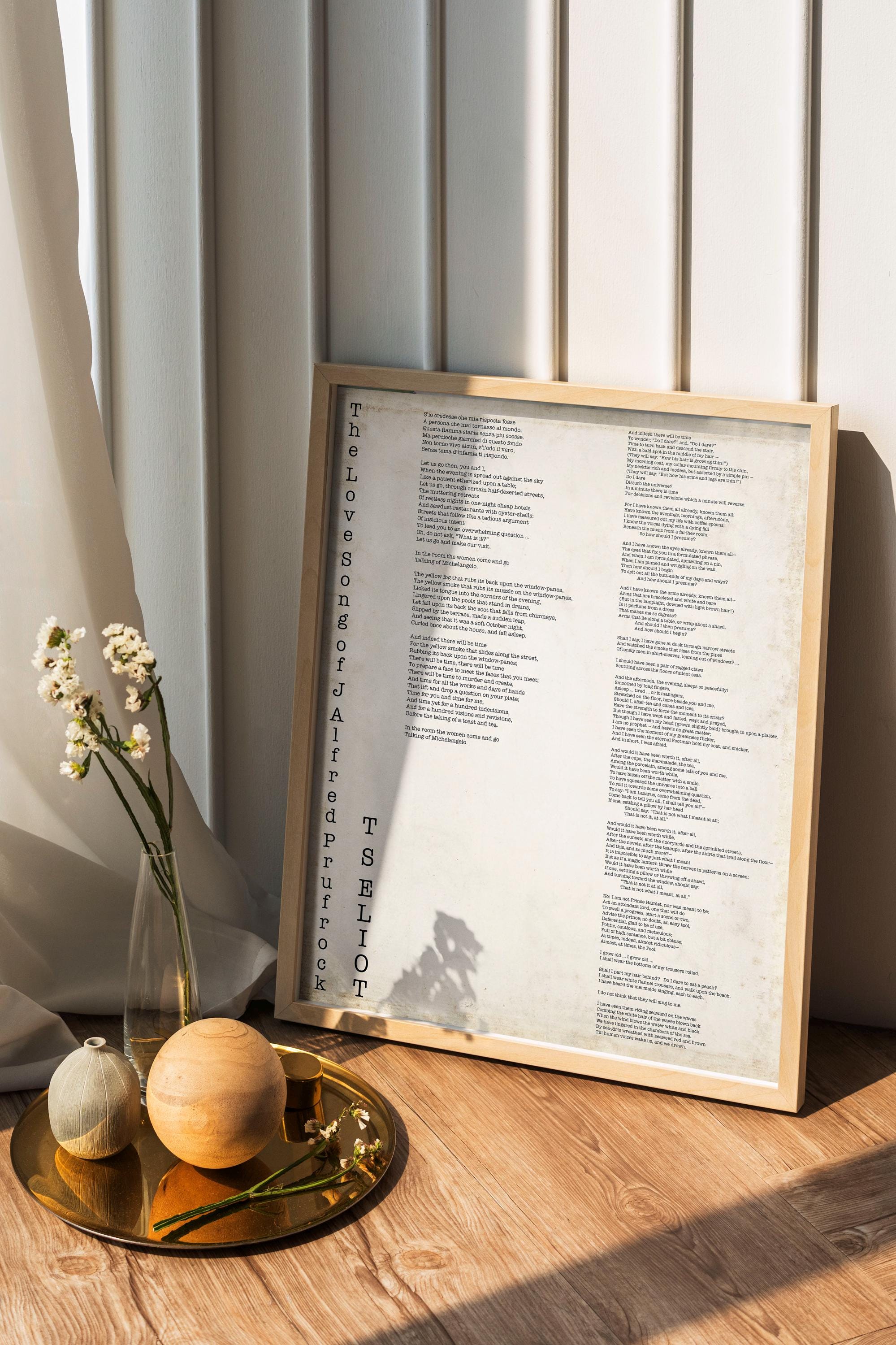 T.S. Eliot Poem Wall Art The Love Song of J Alfred Prufrock