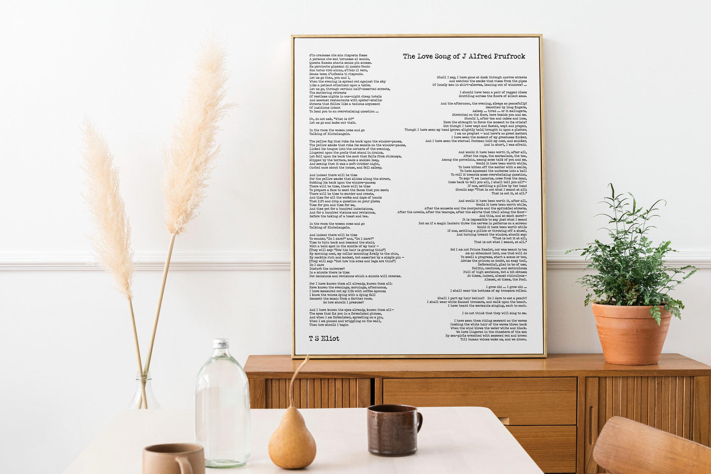 T.S. Eliot Poem Print – The Love Song of J. Alfred Prufrock | Vintage Style Literary Wall Art | Modernist Poetry Home Decor