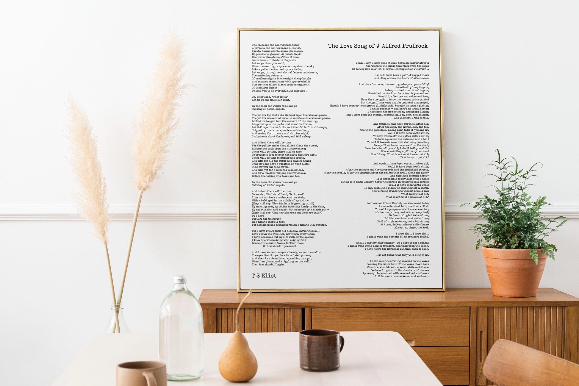 T.S. Eliot Poem Print – The Love Song of J. Alfred Prufrock | Vintage Style Literary Wall Art | Modernist Poetry Home Decor
