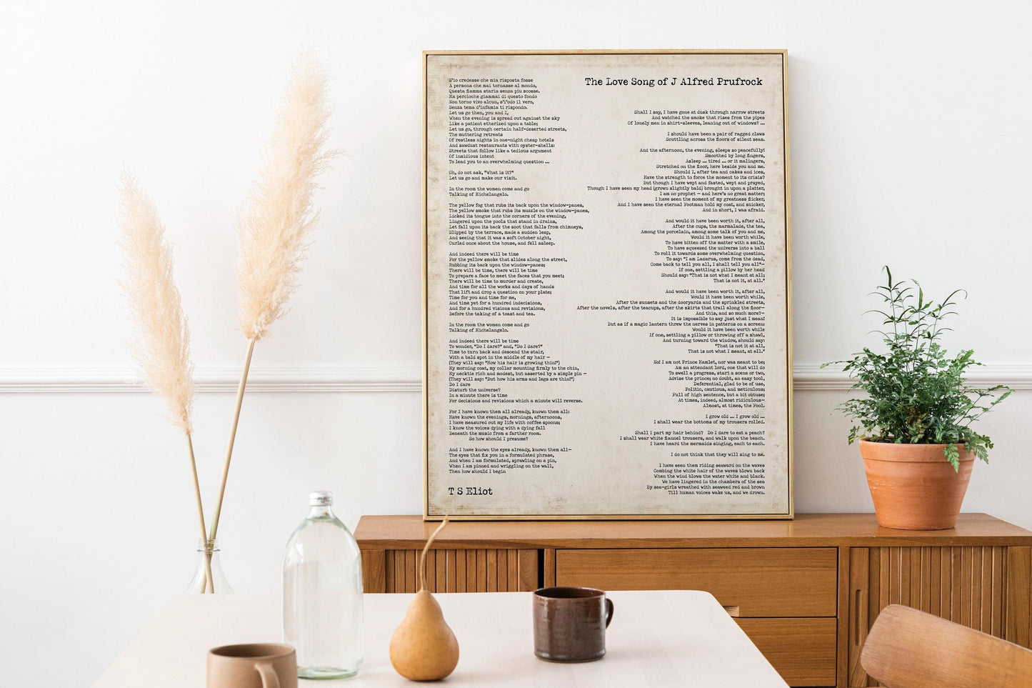 T.S. Eliot Poem Print – The Love Song of J. Alfred Prufrock | Vintage Style Literary Wall Art | Modernist Poetry Home Decor