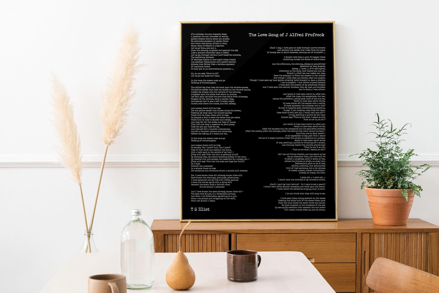 T.S. Eliot Poem Print – The Love Song of J. Alfred Prufrock | Vintage Style Literary Wall Art | Modernist Poetry Home Decor