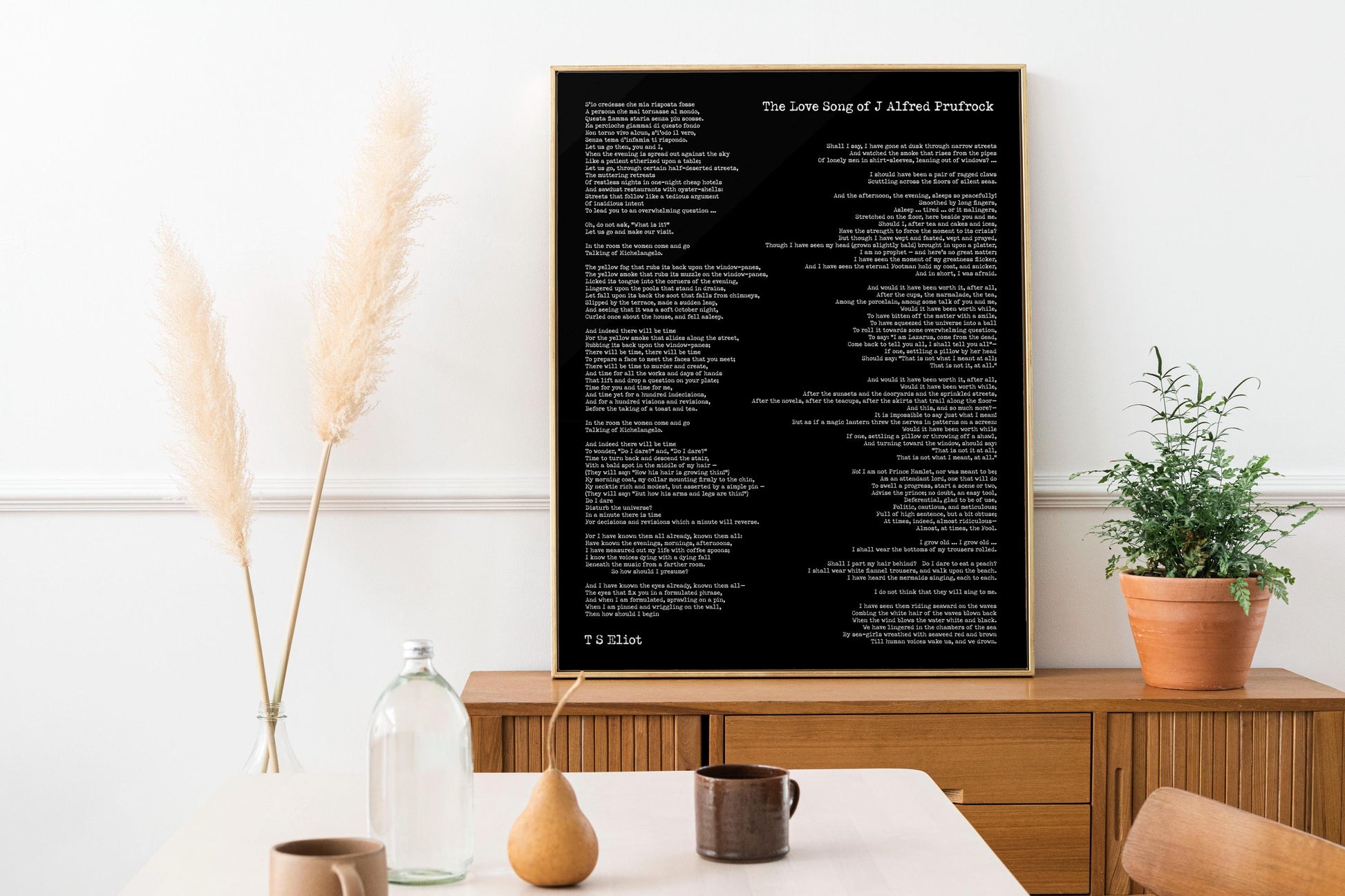 T.S. Eliot Poem Print – The Love Song of J. Alfred Prufrock | Vintage Style Literary Wall Art | Modernist Poetry Home Decor