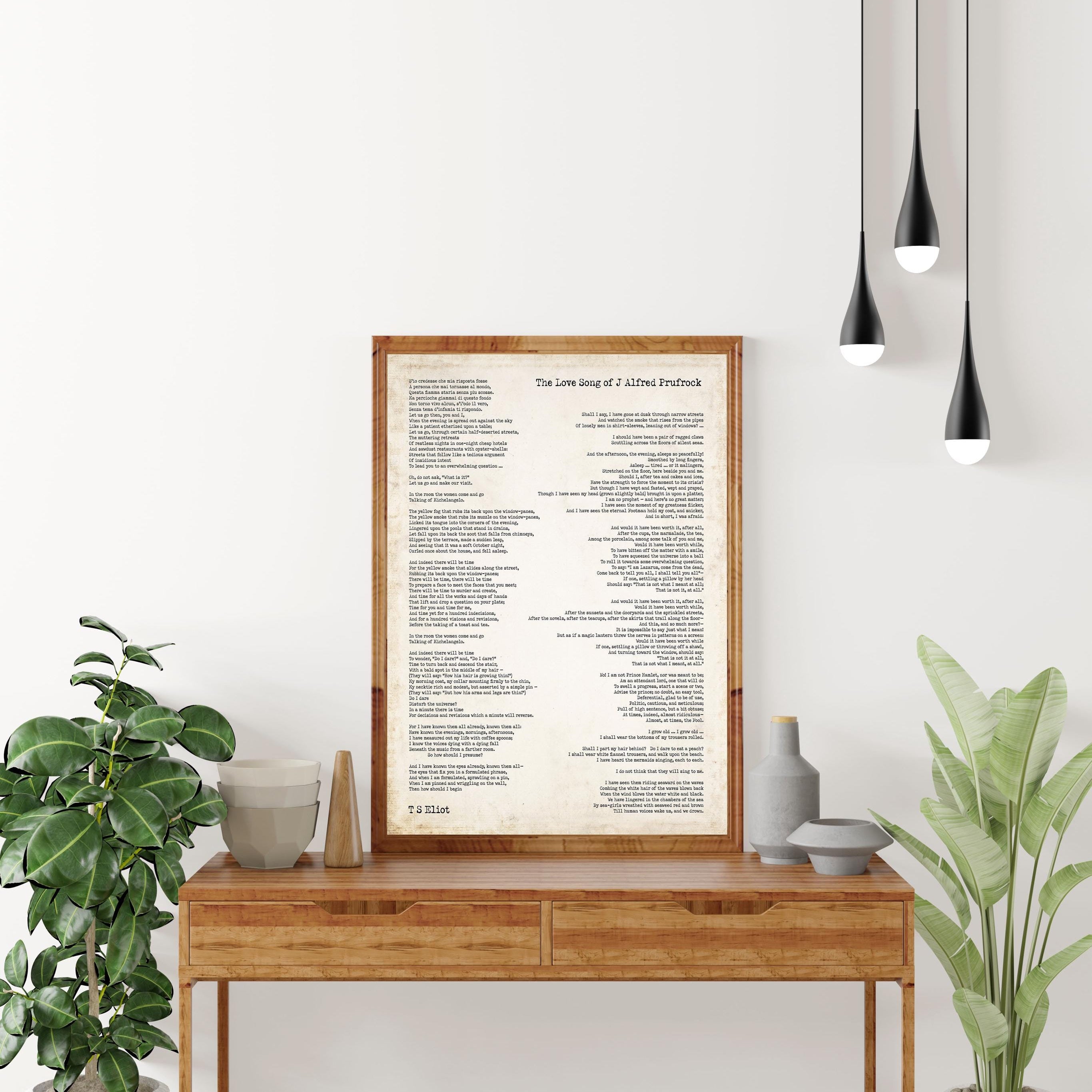 T.S. Eliot Poem Print – The Love Song of J. Alfred Prufrock | Vintage Style Literary Wall Art | Modernist Poetry Home Decor
