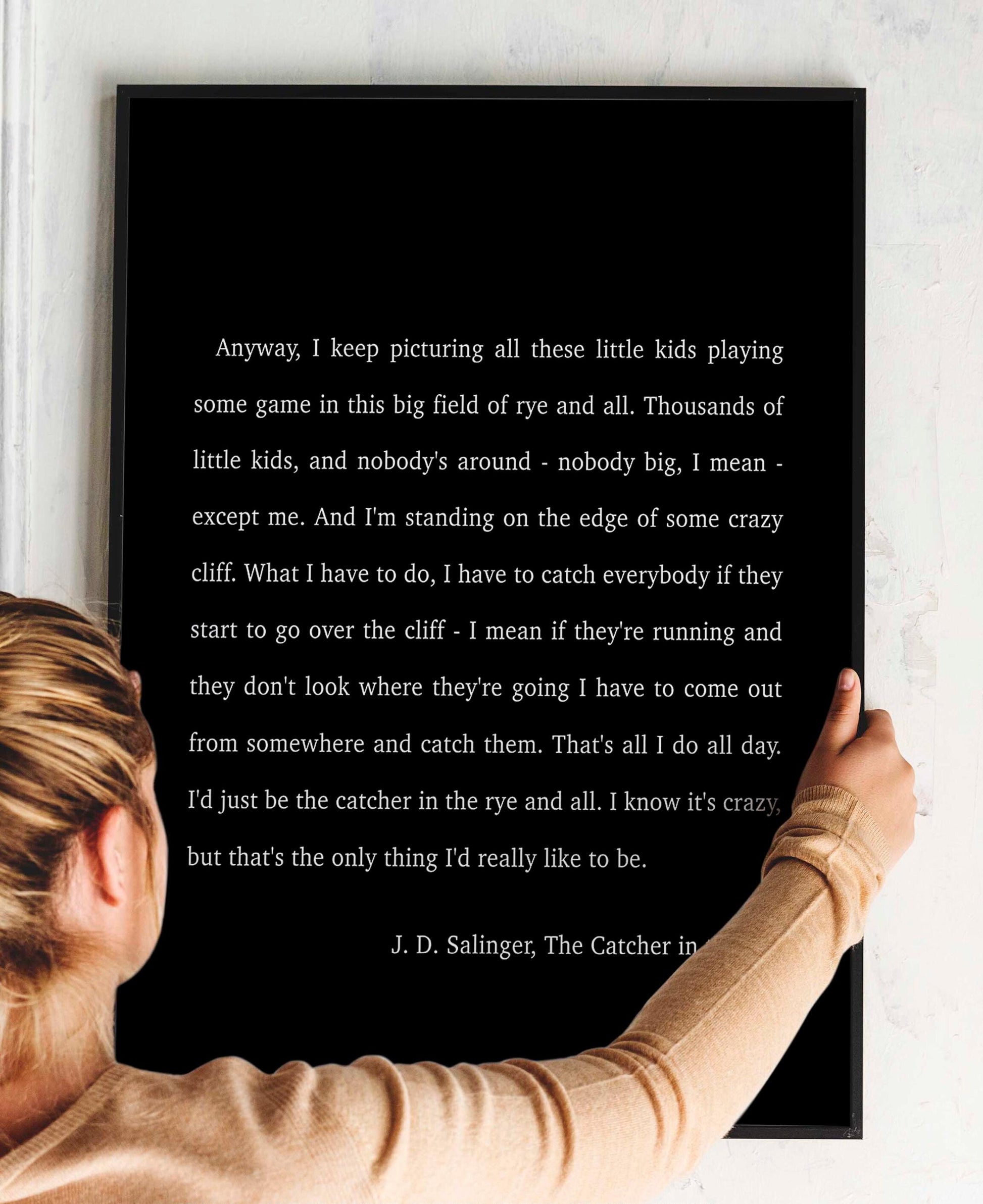 Catcher in the Rye J D Salinger Quote Print, Minimalist Wall Decor Wall Art Prints