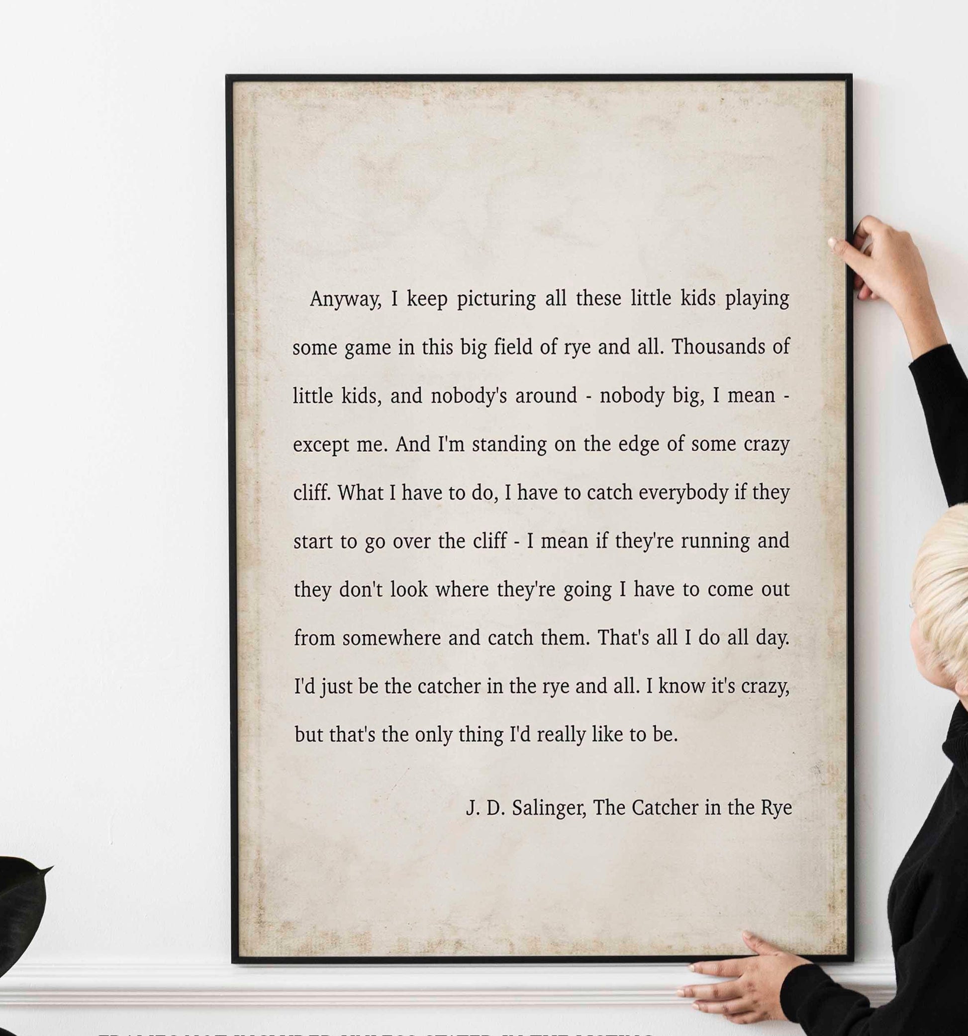 Catcher in the Rye J D Salinger Quote Print, Minimalist Wall Decor Wall Art Prints