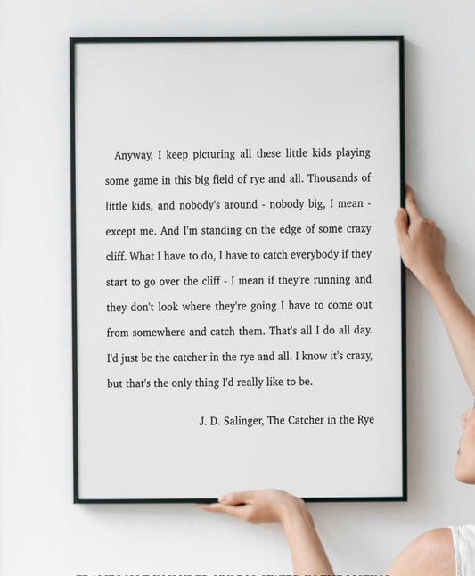 Catcher in the Rye J D Salinger Quote Print, Minimalist Wall Decor Wall Art Prints