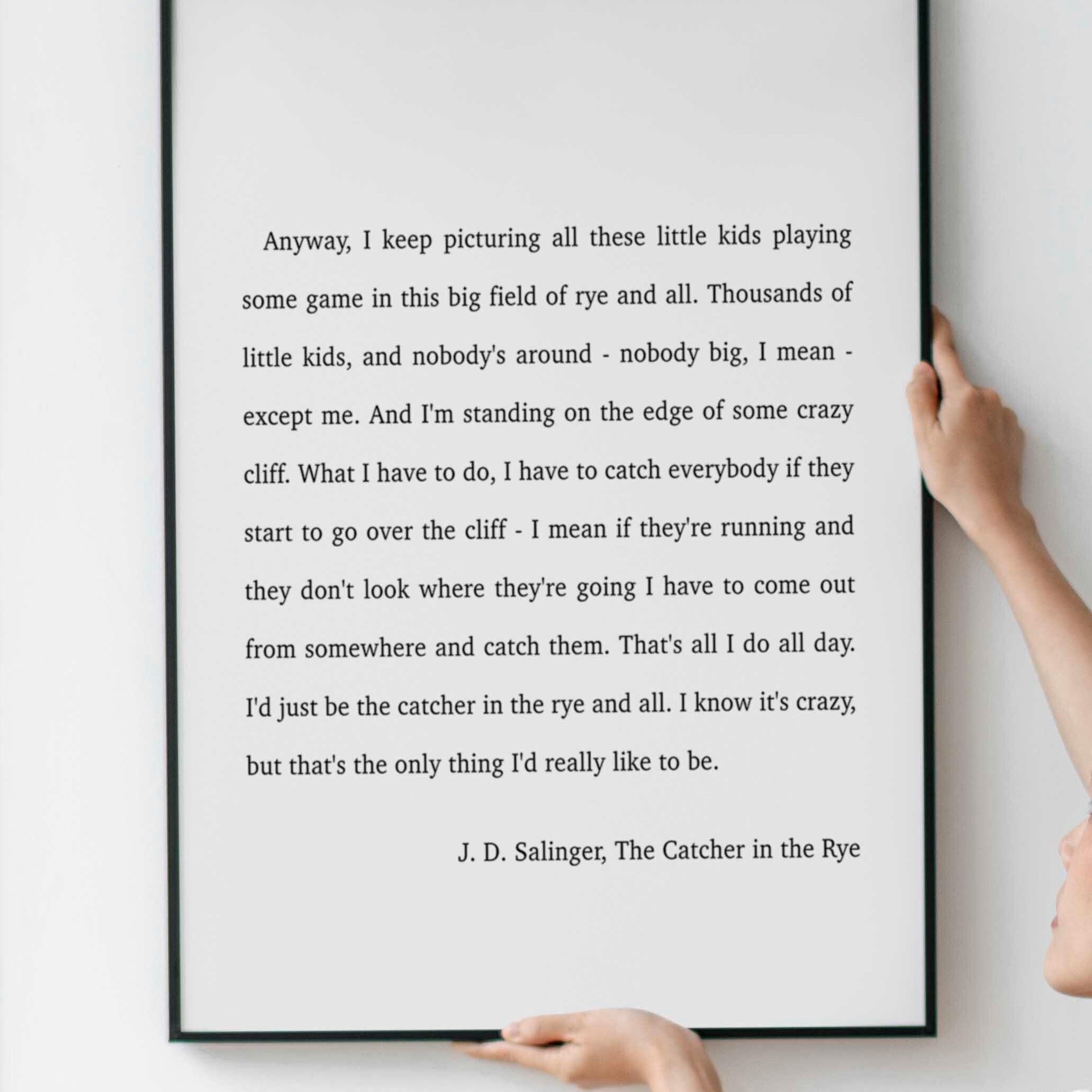 Catcher in the Rye J D Salinger Quote Print, Minimalist Wall Decor Wall Art Prints