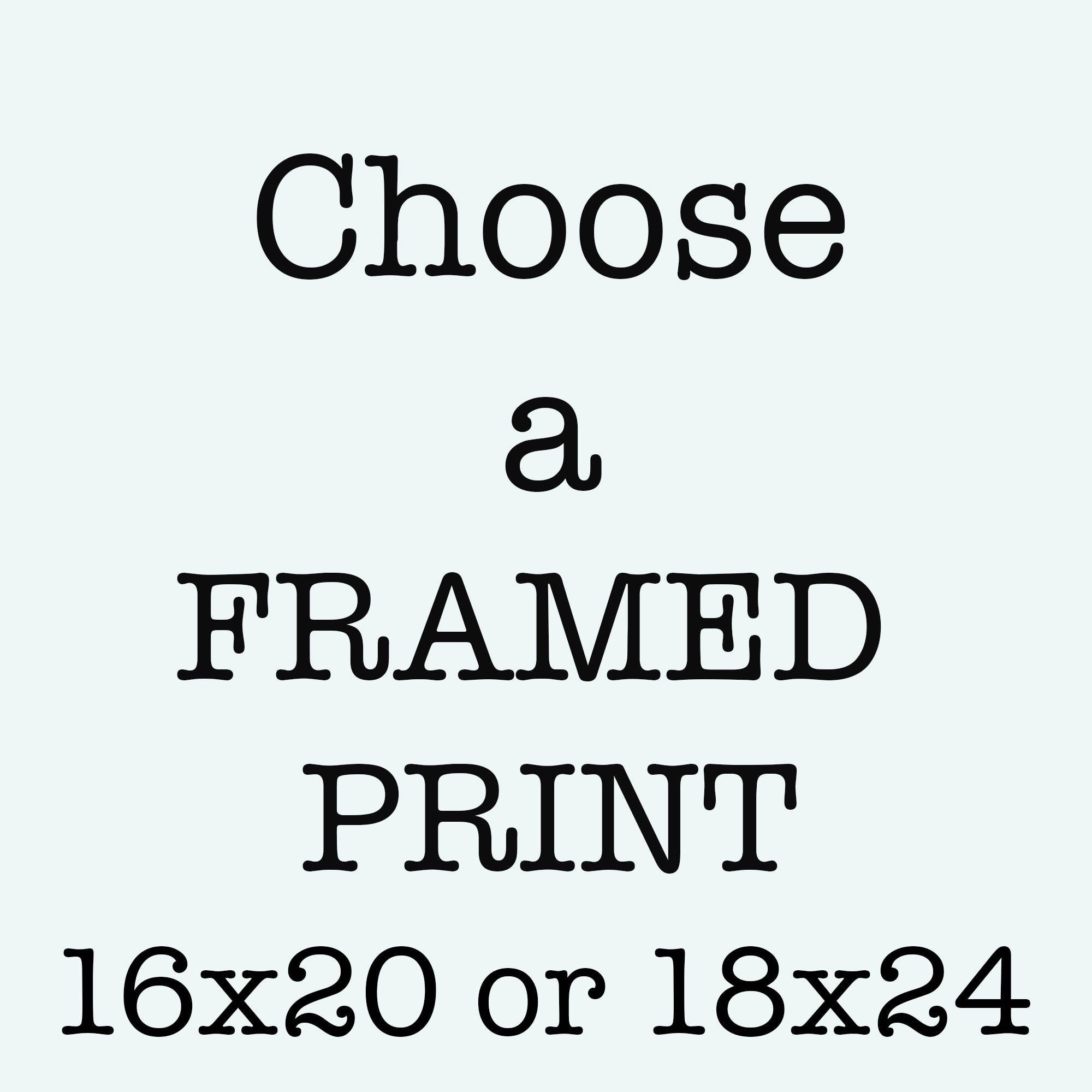 May include: Choose a FRAMED PRINT 16x20 or 18x24