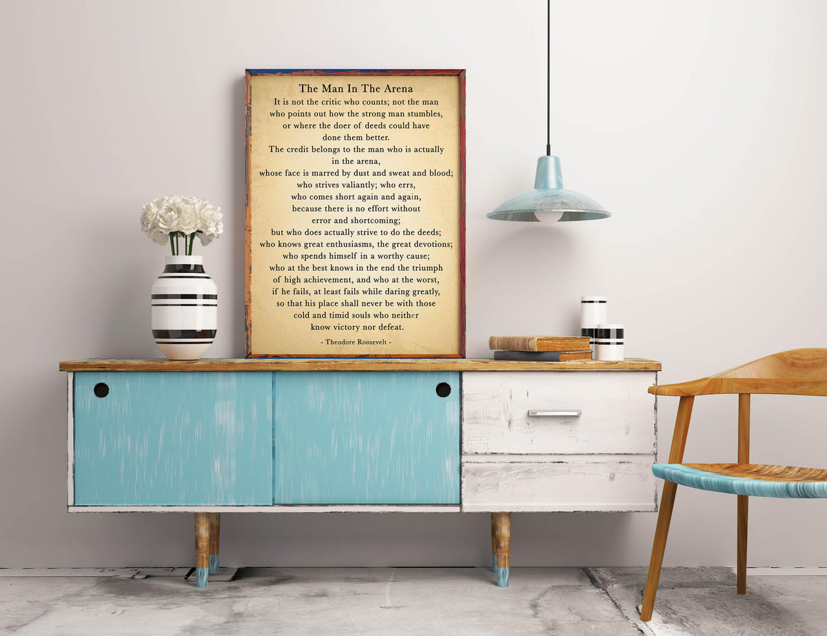 Theodore Roosevelt Man in the Arena quote print, serif type