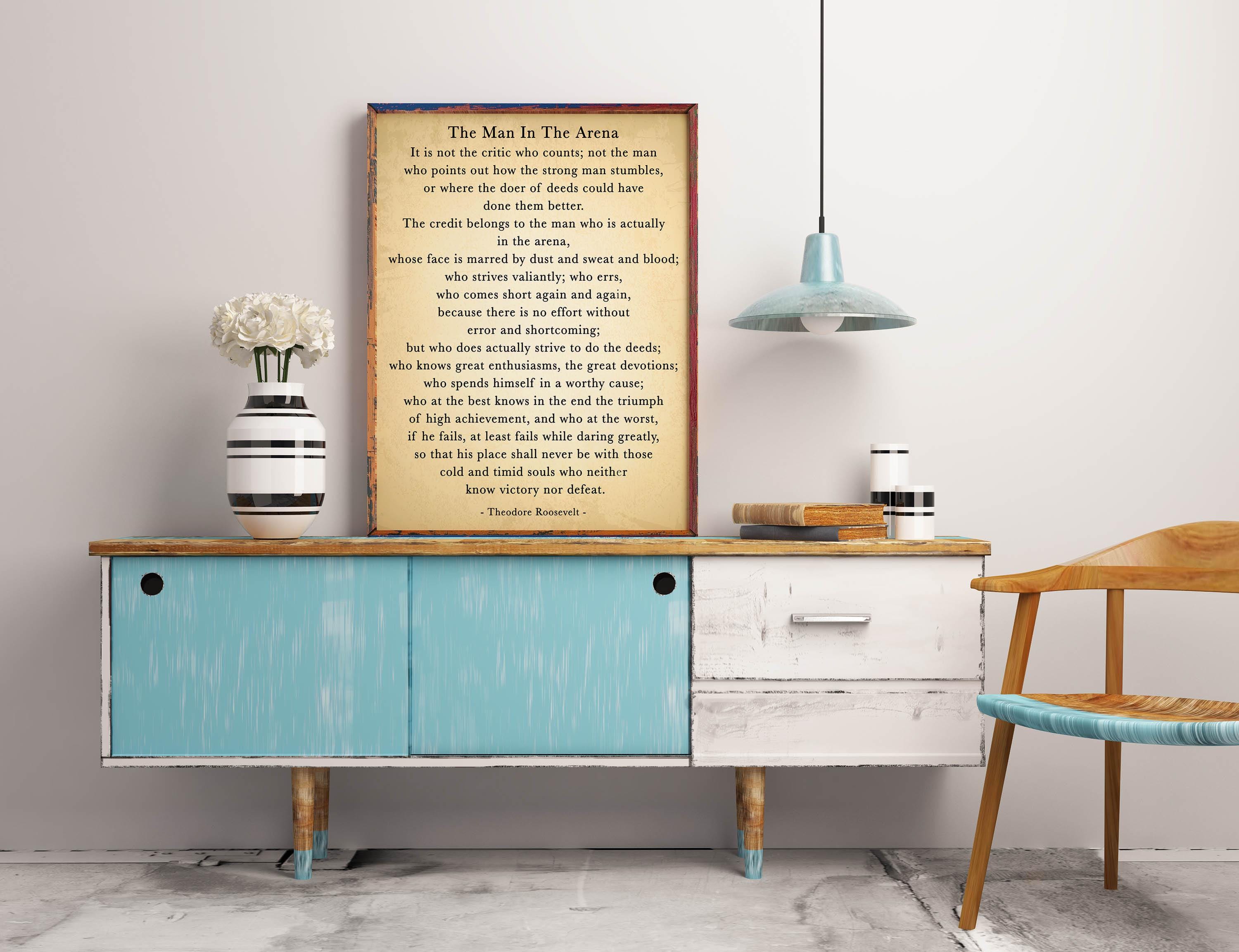 Theodore Roosevelt Quote Print – Man in the Arena Speech, Black