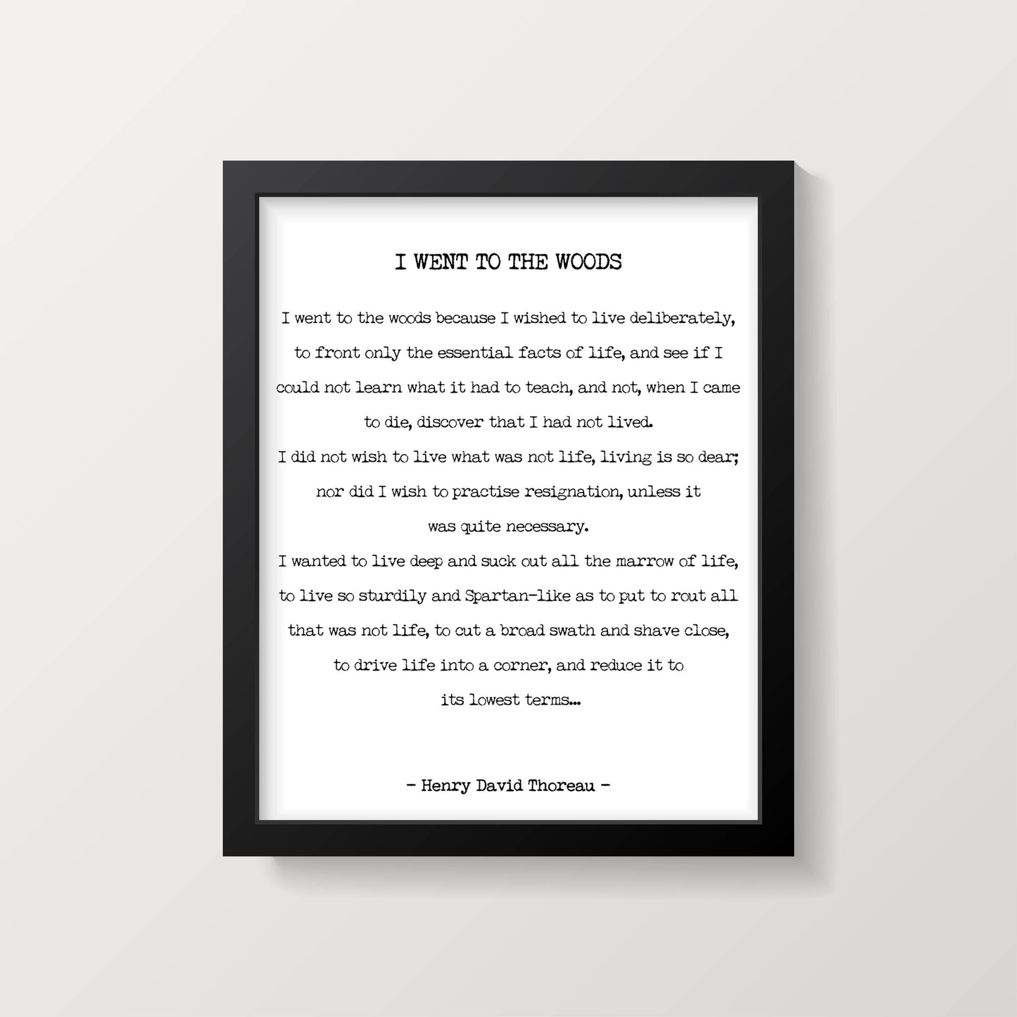 Vintage Thoreau Quote Wall Art – I Went to the Woods Print, Rustic Literary Decor