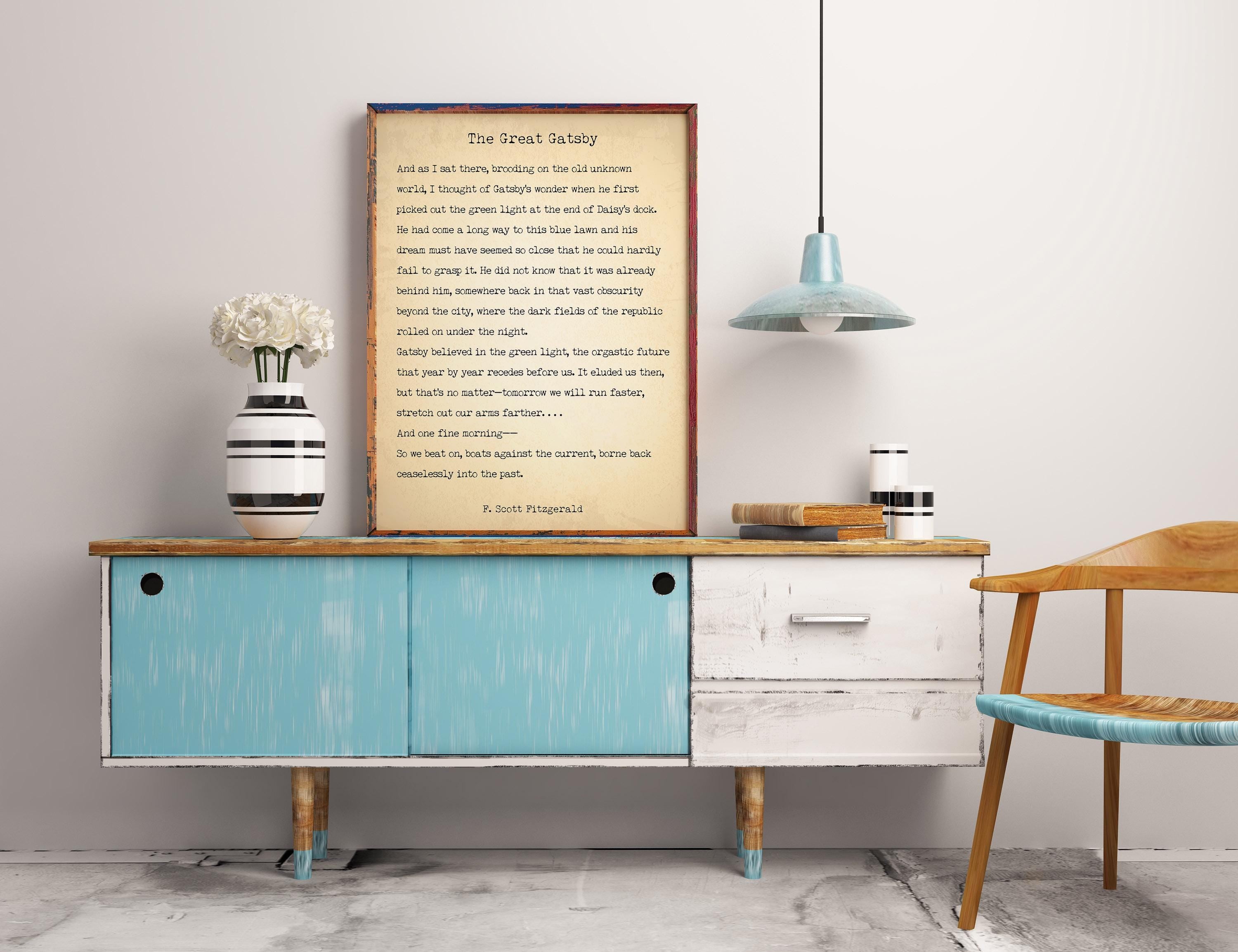 The Great Gatsby Last Page Quote Print – F. Scott Fitzgerald Literary Wall Art, Typewriter Style Book Page