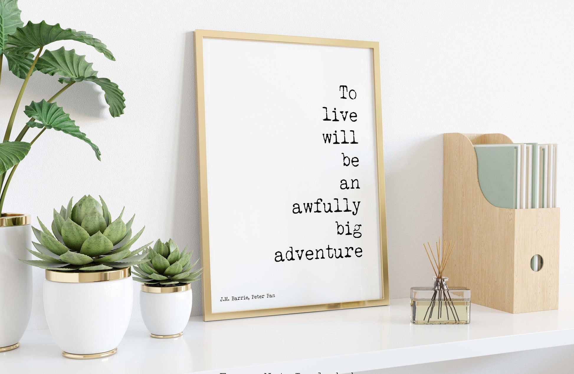Peter Pan Quote Print – To Live Will Be an Awfully Big Adventure – JM Barrie Literary Poster, Unframed Wall Art