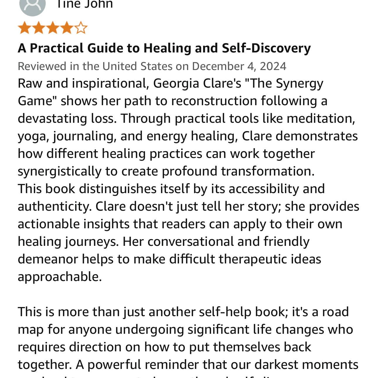 Healing After Loss Personal Growth Book - The Synergy Game by Georgia Clare