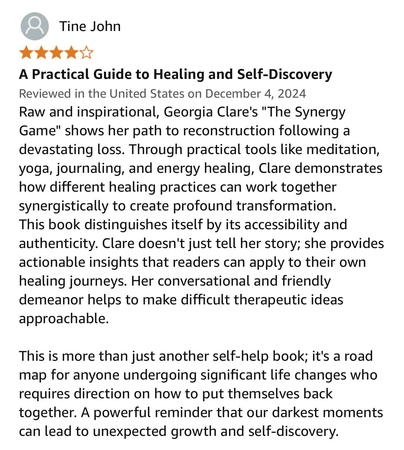 Healing After Loss Personal Growth Book - The Synergy Game by Georgia Clare