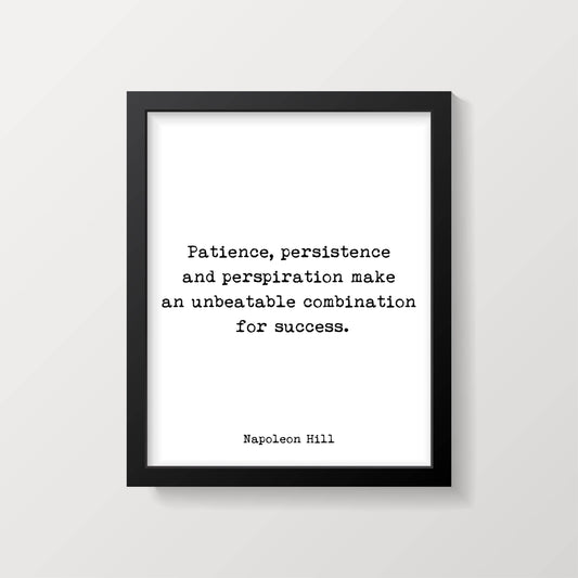 Napoleon Hill Quote Print – Typewriter Style Success Wall Art – Motivational Office Decor, Framed or Unframed