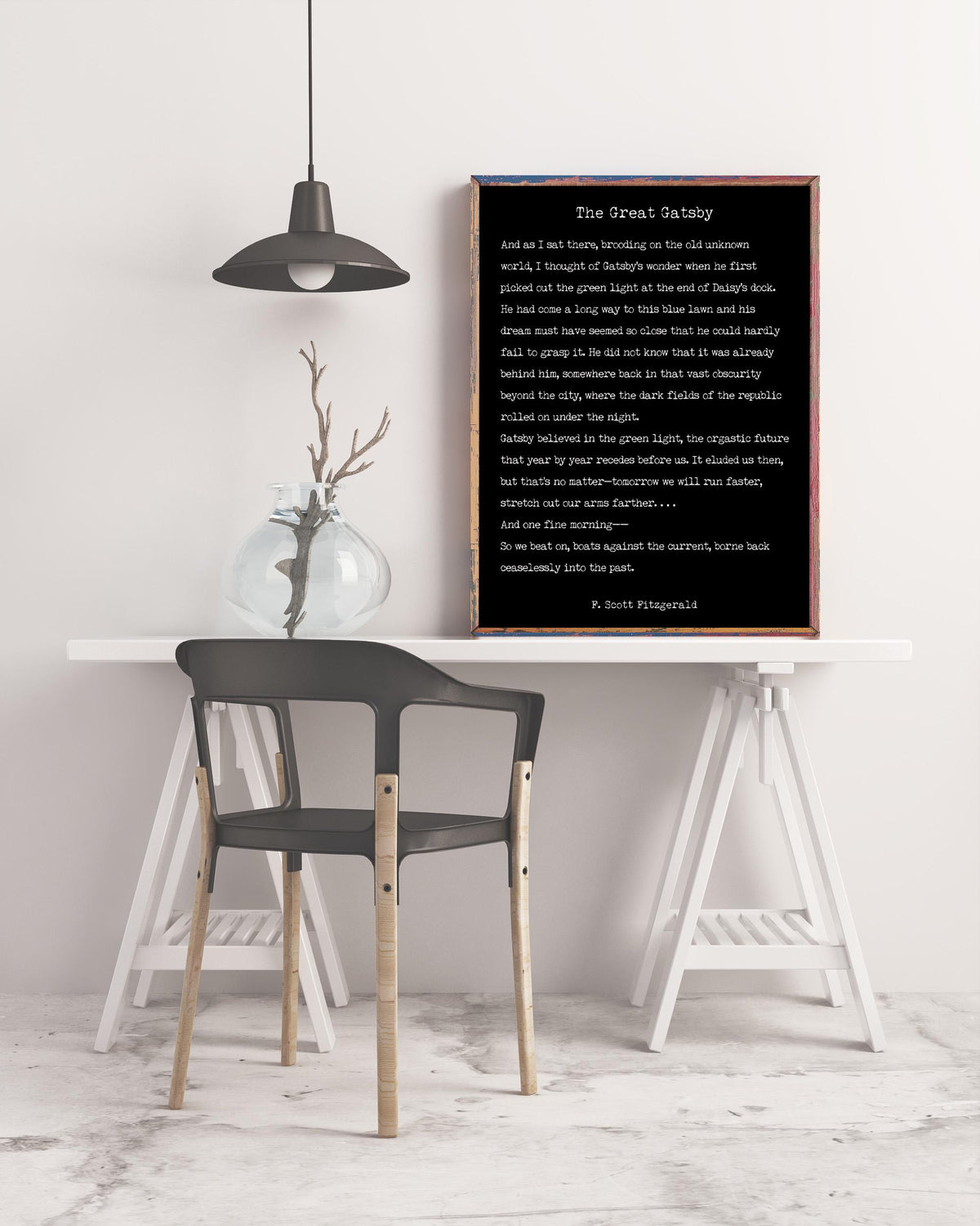 The Great Gatsby Last Page Quote Print – F. Scott Fitzgerald Literary Wall Art, Typewriter Style Book Page