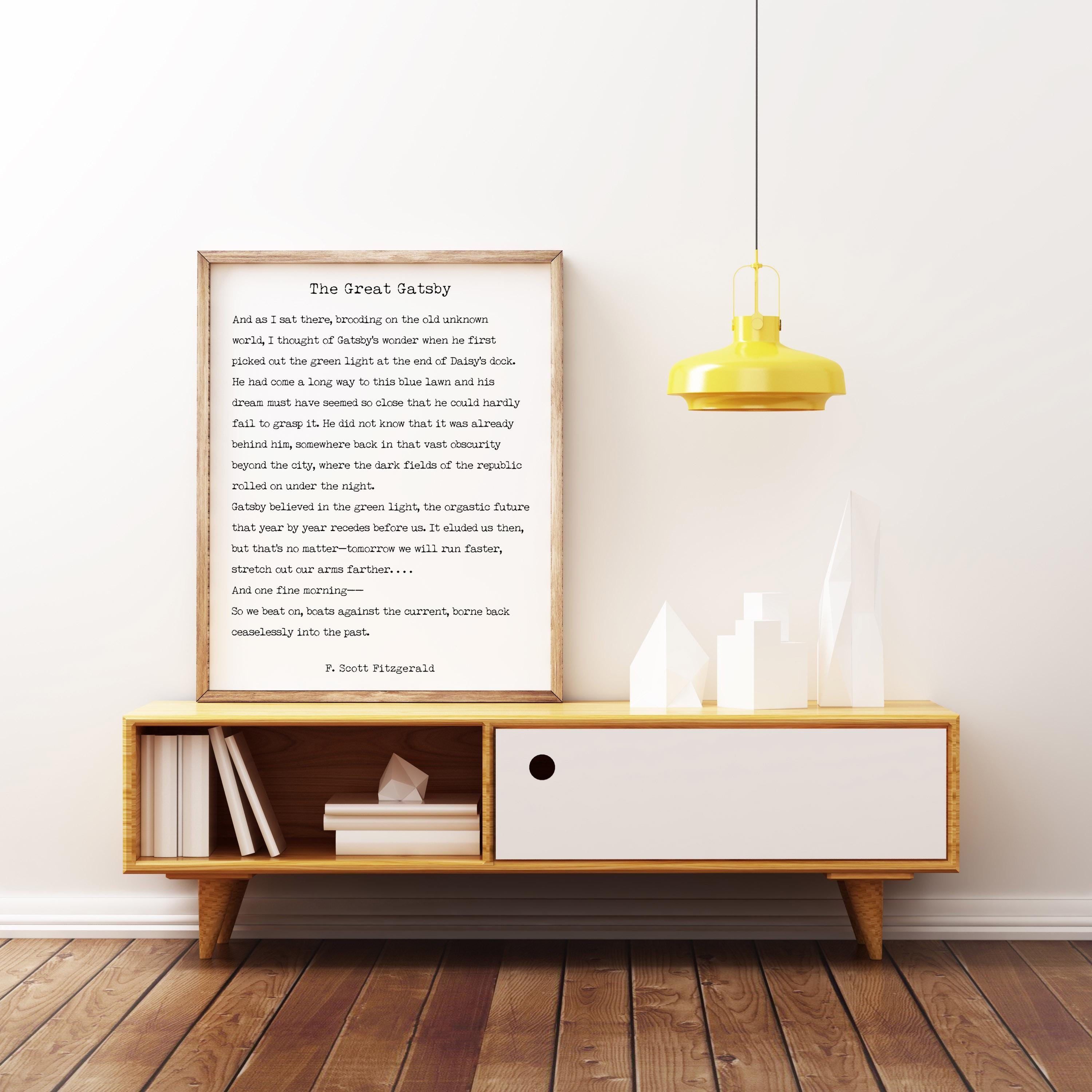 The Great Gatsby Last Page Quote Print – F. Scott Fitzgerald Literary Wall Art, Typewriter Style Book Page