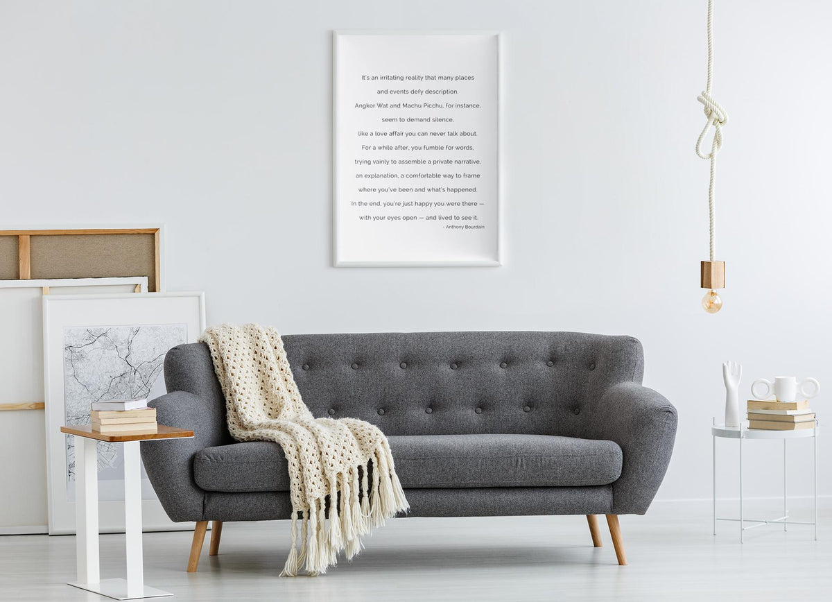 Anthony Bourdain Travel Quote Print – Literary Black and White Wall Art