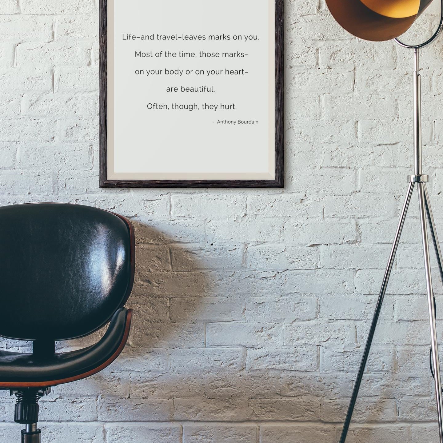 Anthony Bourdain Quote Print – Black White Wall Art, Travel Inspired Typography