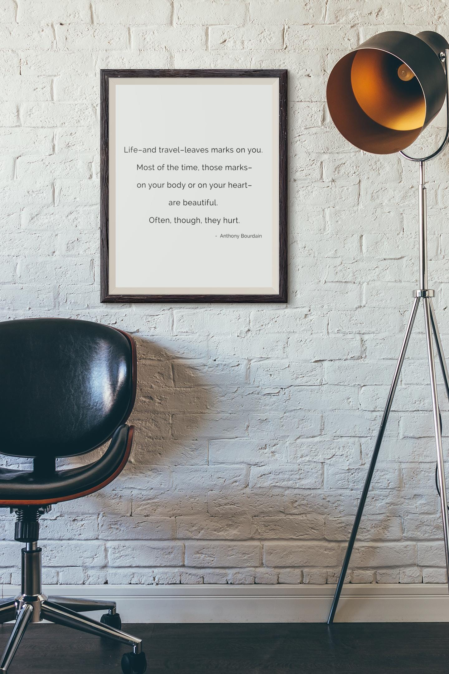 Anthony Bourdain Quote Print – Black White Wall Art, Travel Inspired Typography