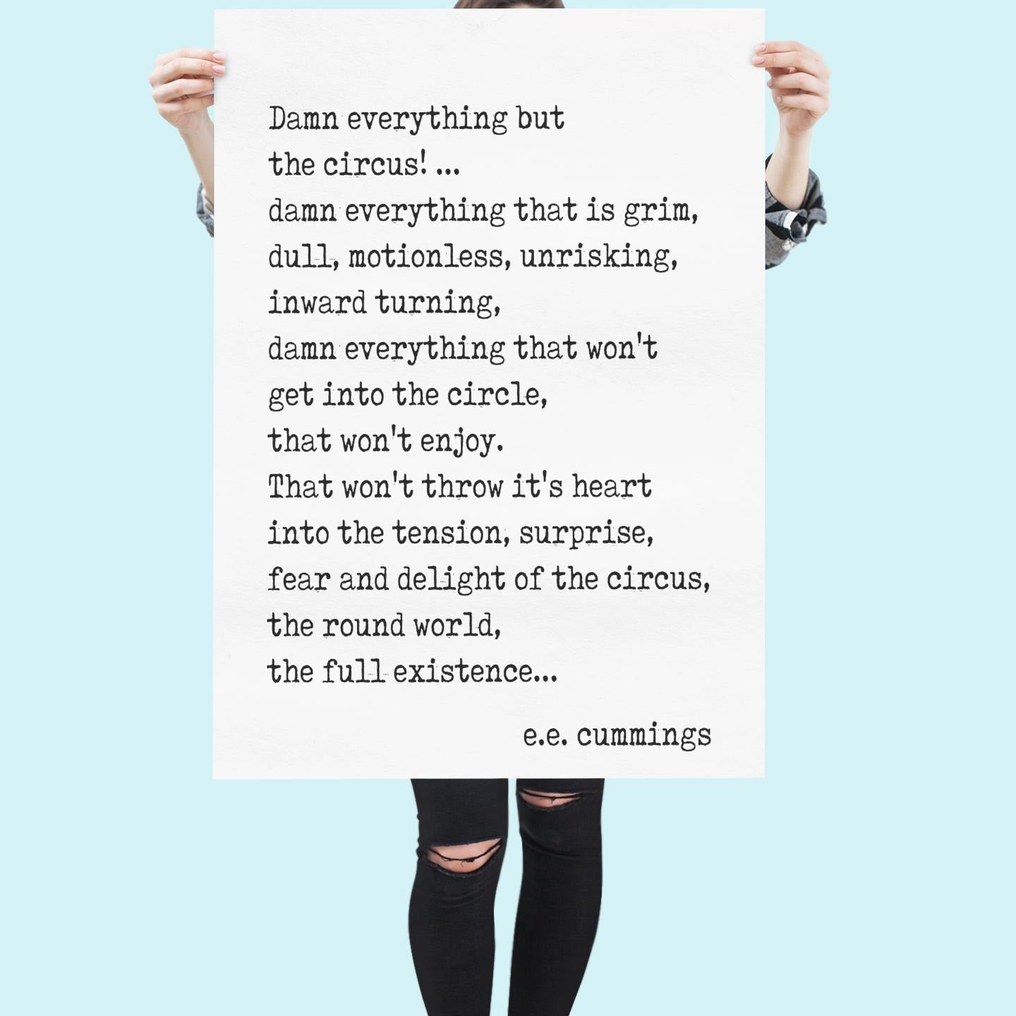 EE Cummings Circus Quote Poem Wall Art Print – Framed or Unframed Poetry Decor
