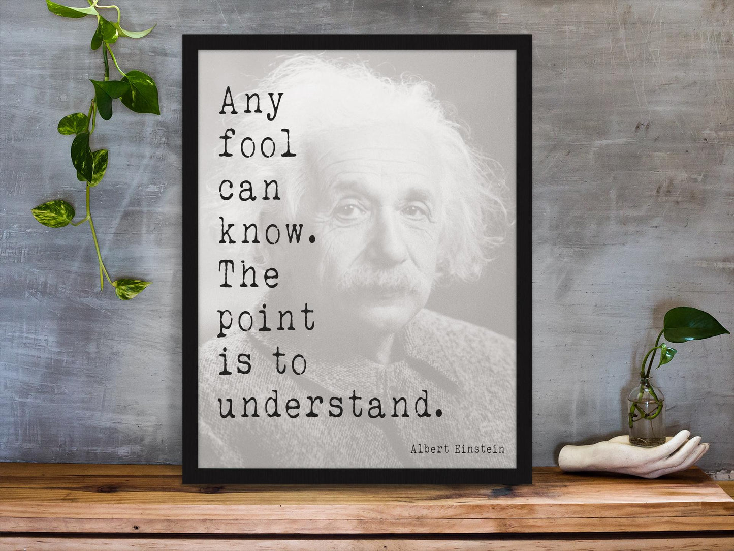 Einstein Quote Art Print – Black & White Minimalist Inspirational Wall Decor